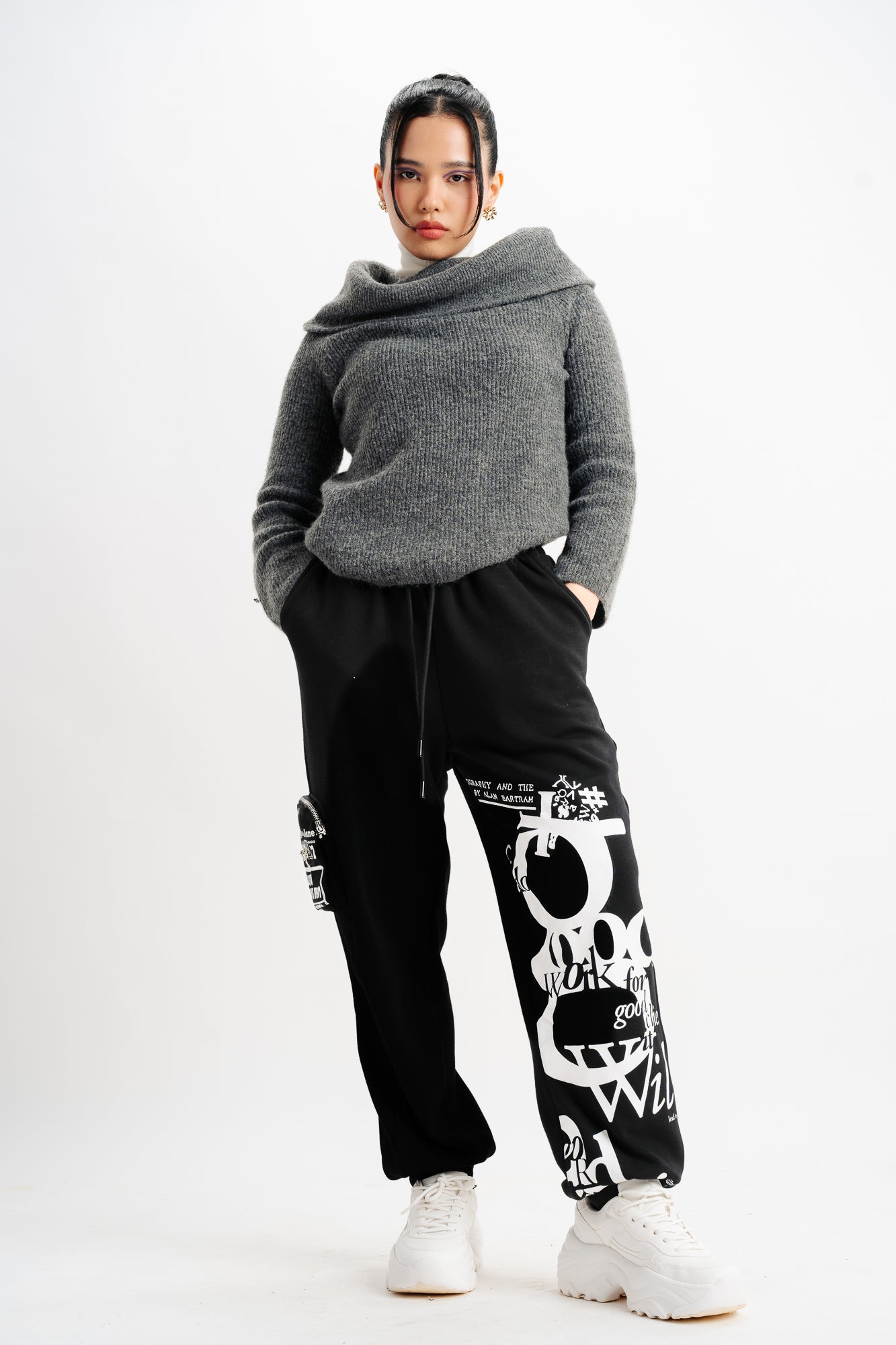 Black Printed Joggers