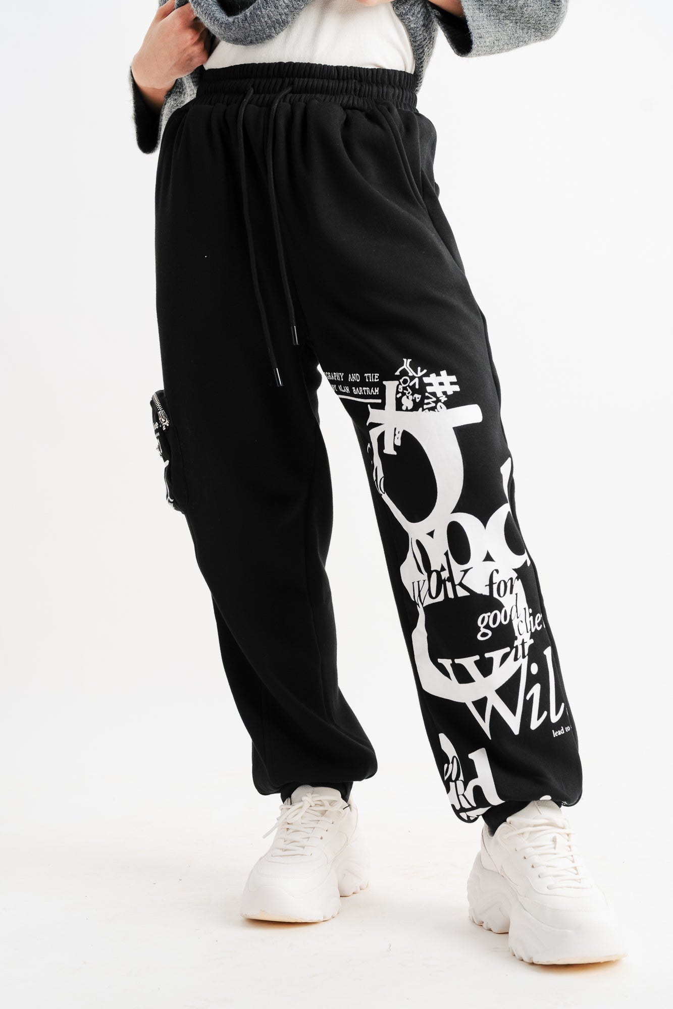 Black Printed Joggers