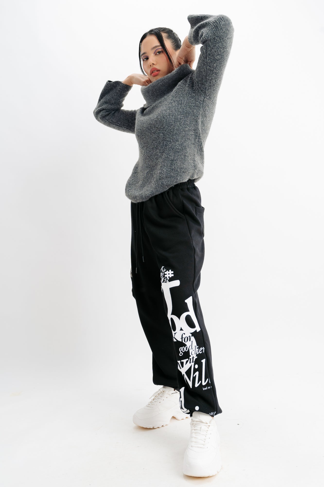 Black Printed Joggers