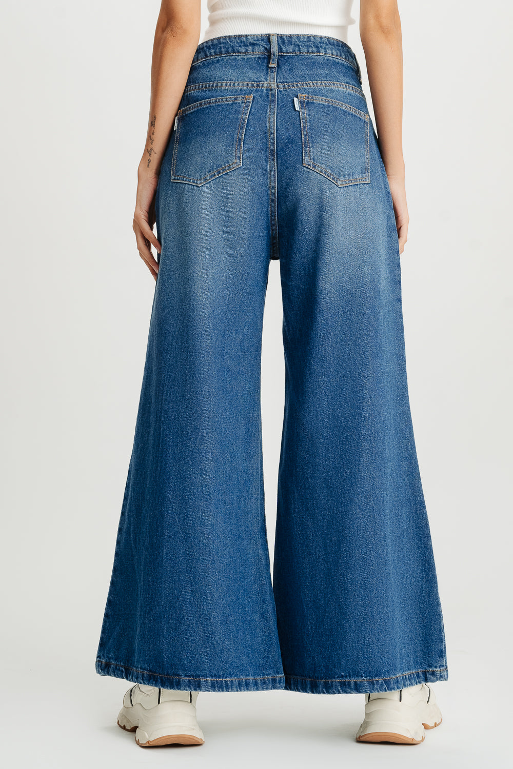 Blue Distressed Women's Flare Jeans