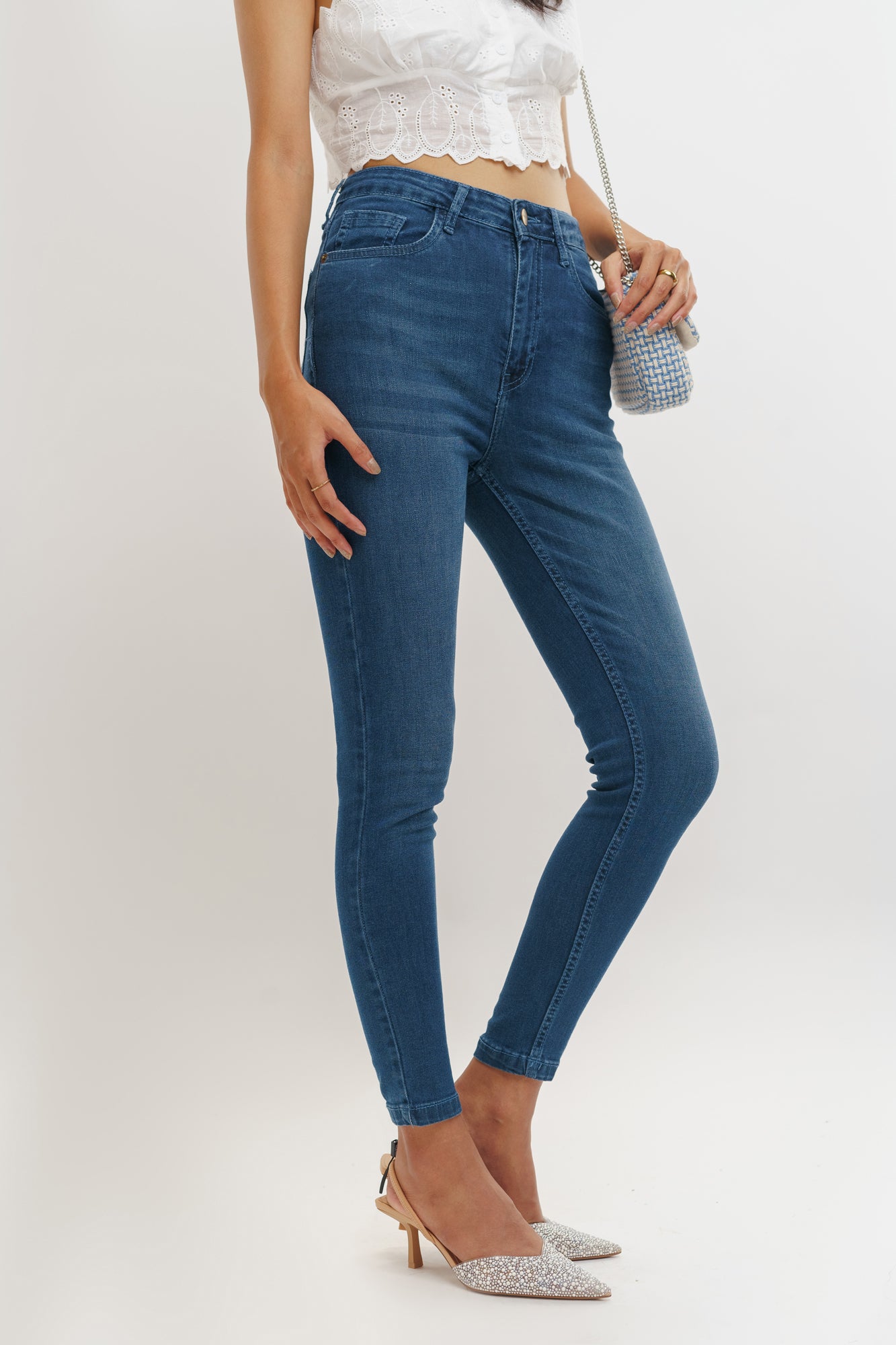 Dark Blue High Waist Women's Skinny Jeans