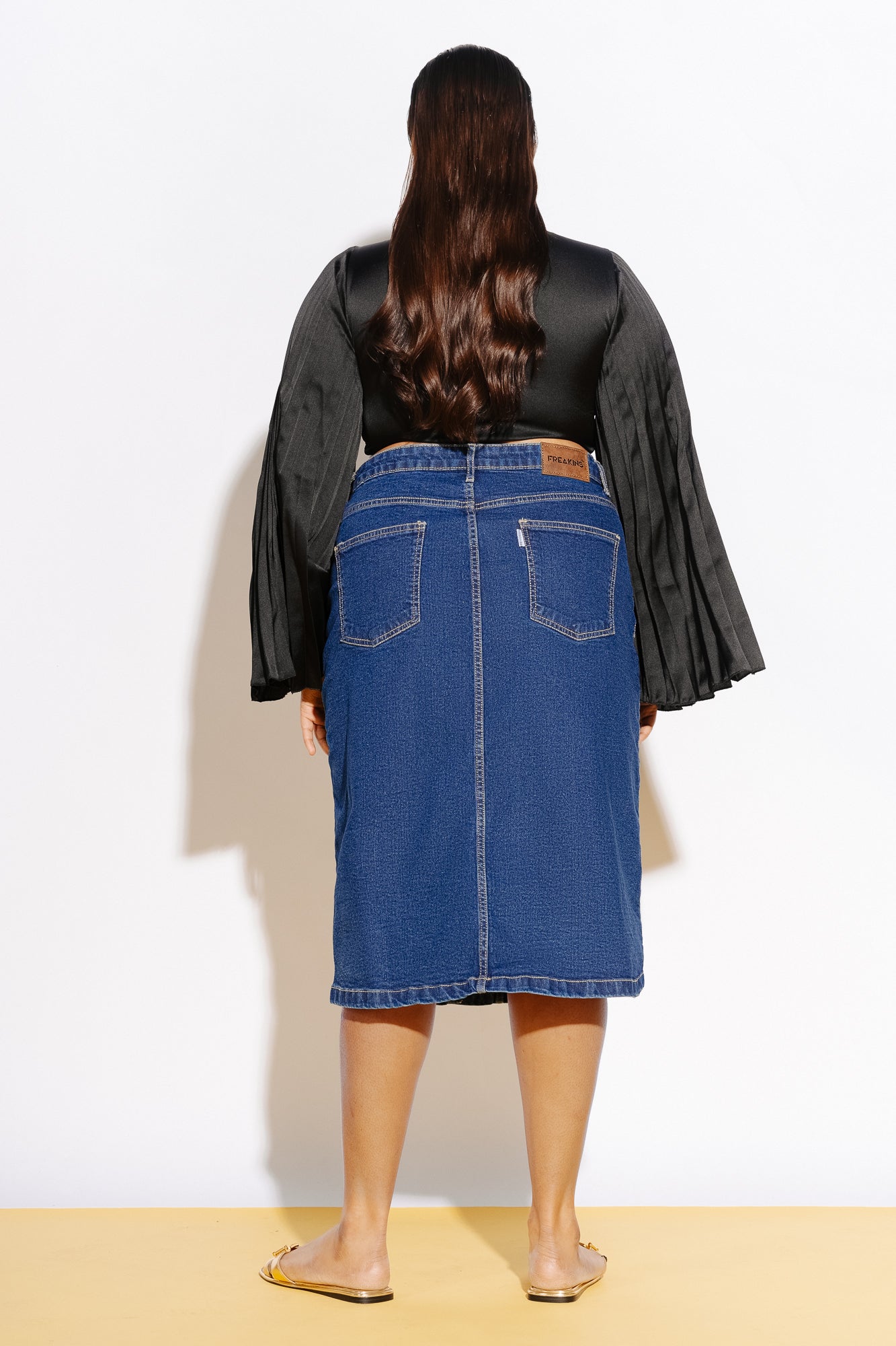 Curve Indigo Buttoned Bodycon Skirt