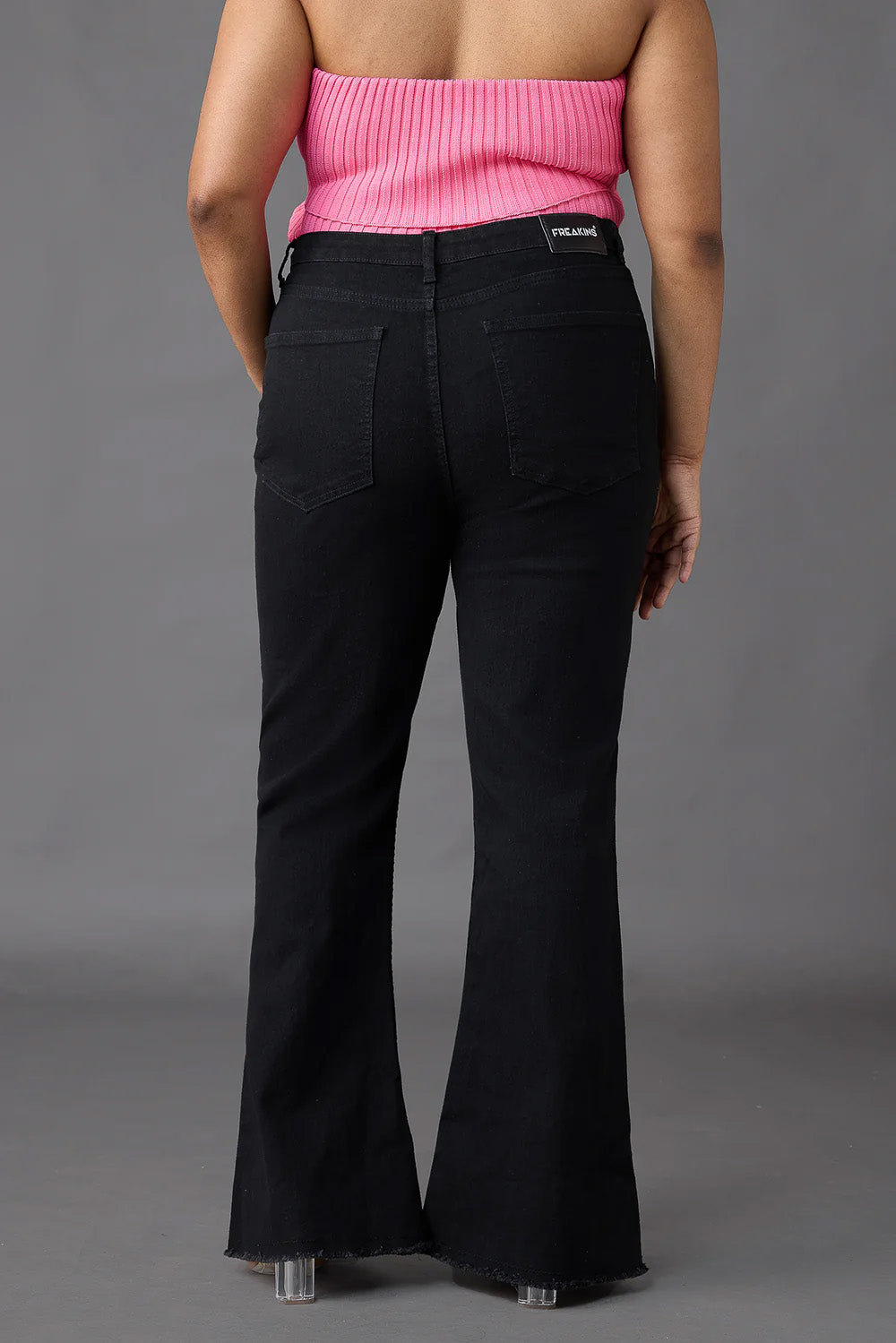 Curve Black High Waisted Slim Bootcut Jeans