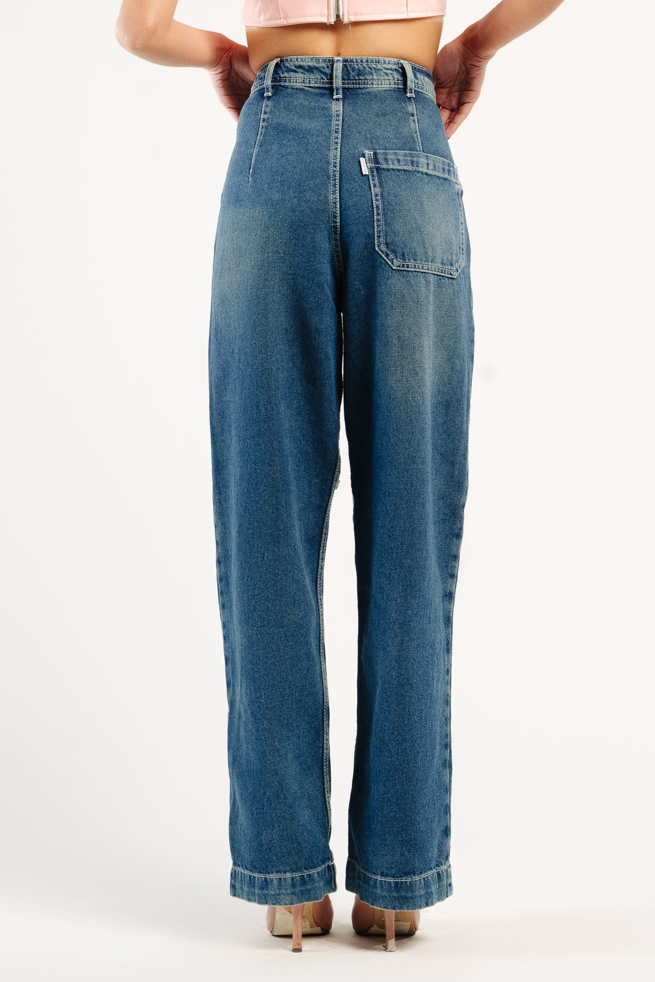 Blue Tinted Distressed Women's Straight Jeans