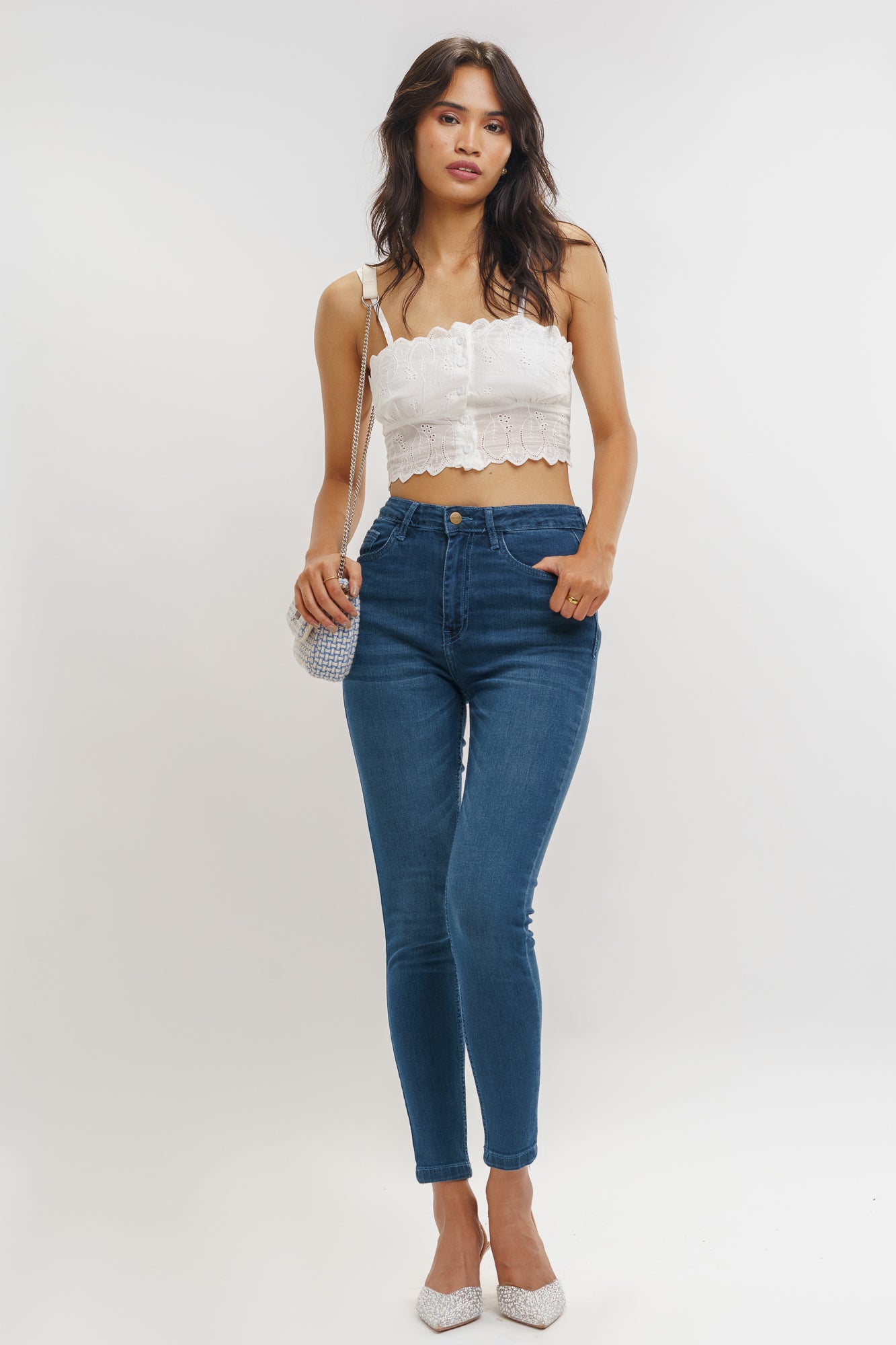 Dark Blue High Waist Women's Skinny Jeans