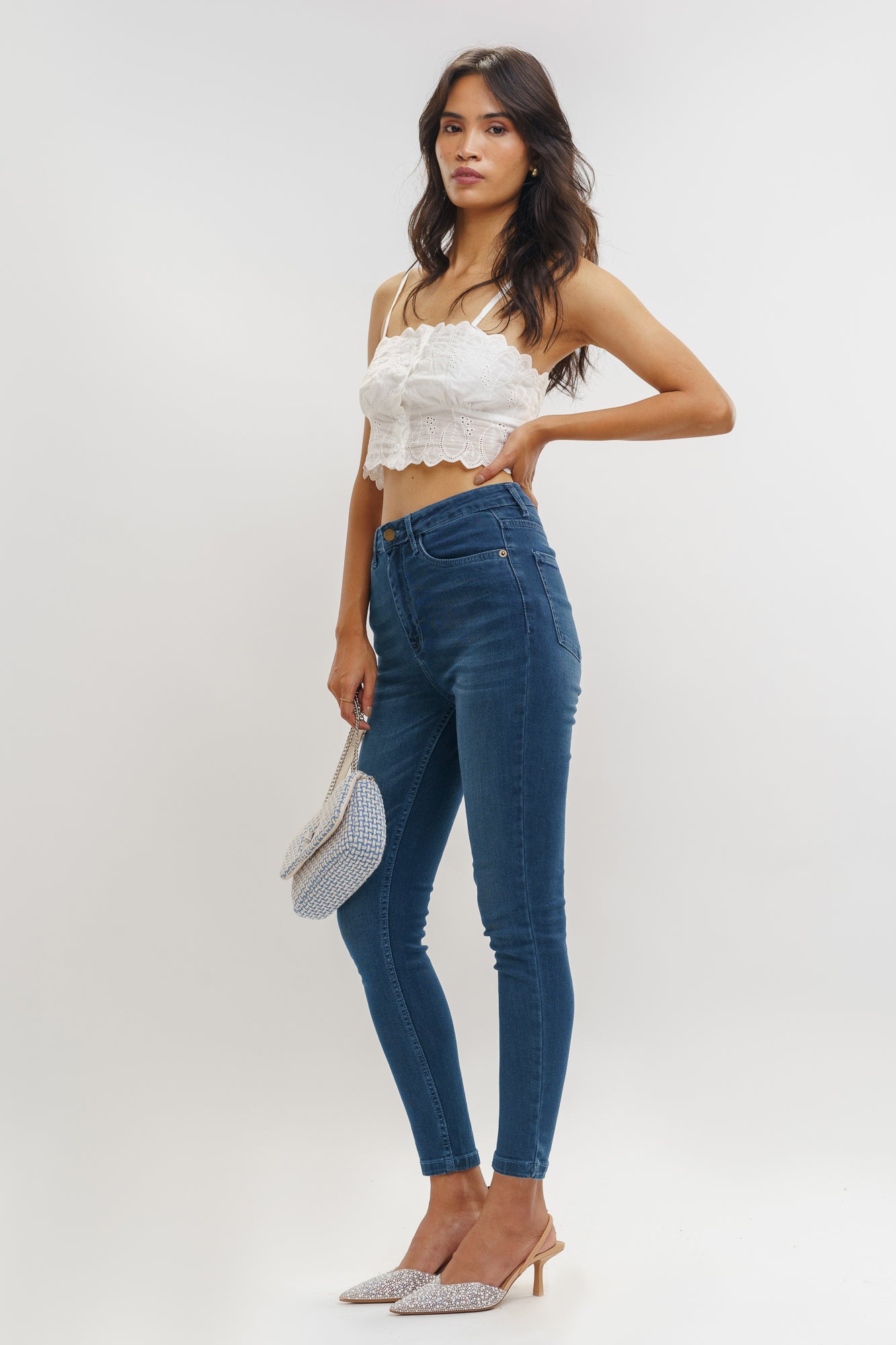 Dark Blue High Waist Women's Skinny Jeans