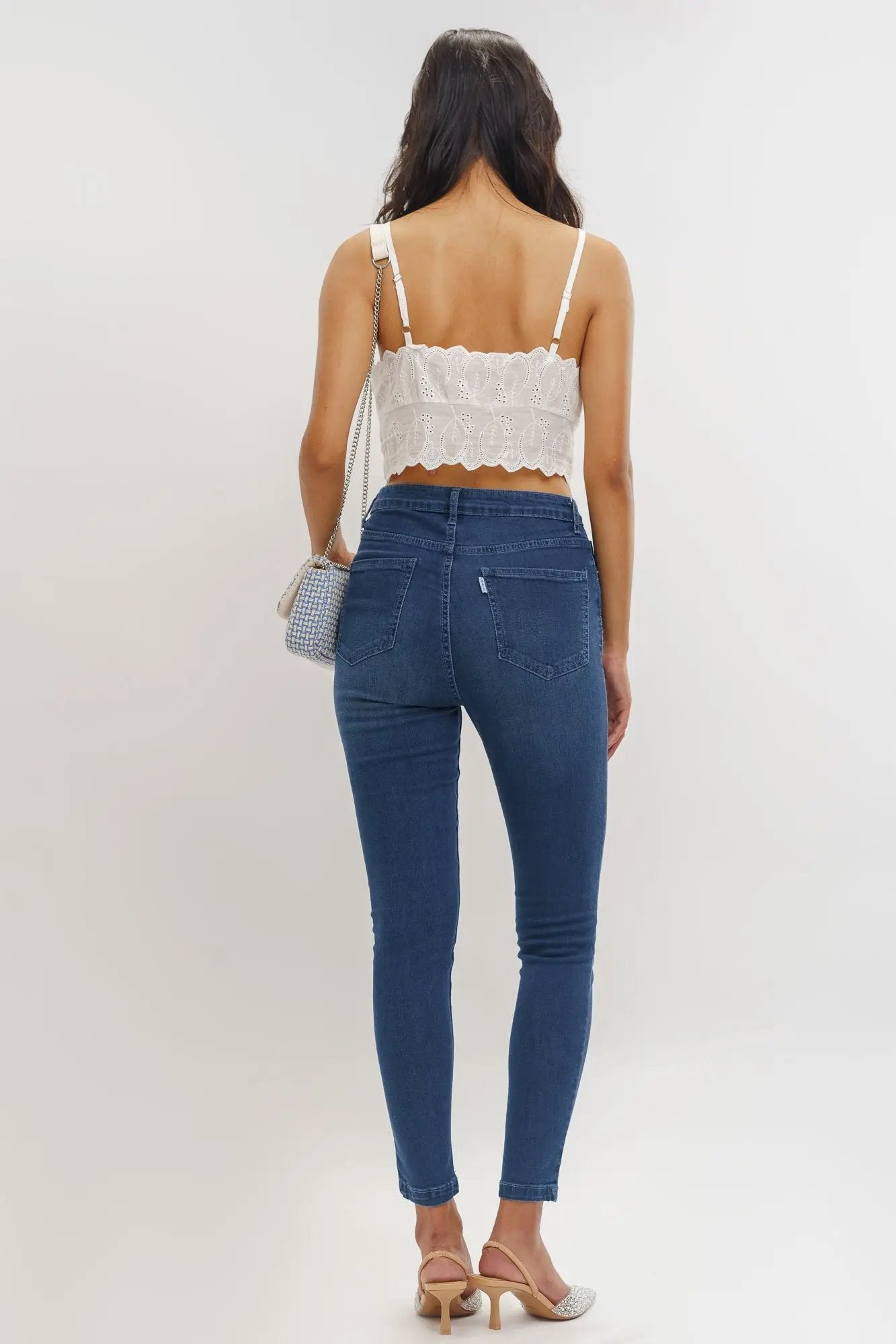 DARK BLUE HIGH WAIST SKINNY JEANS