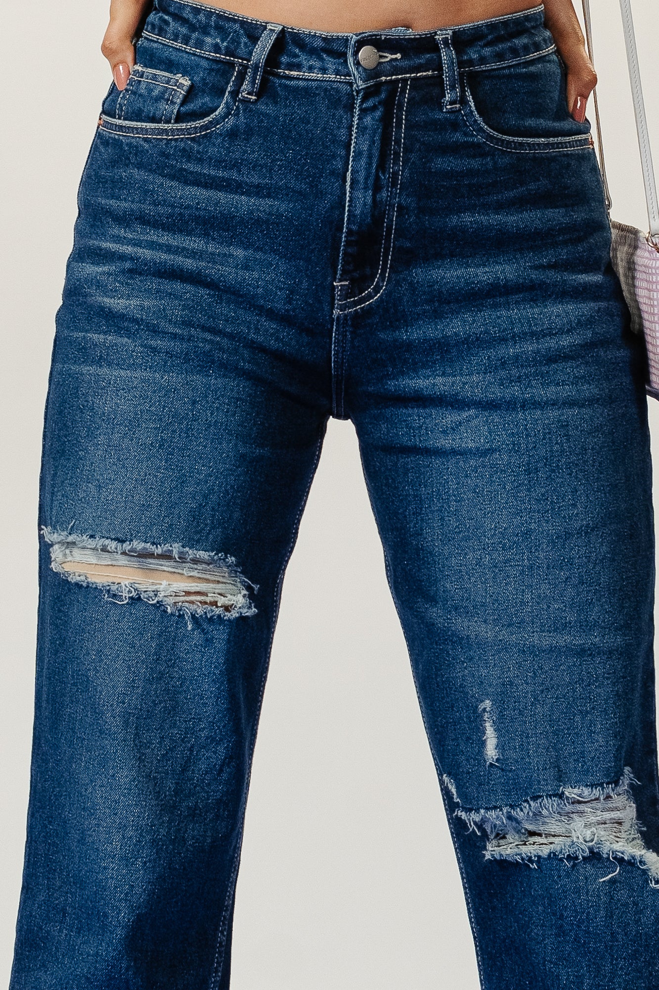 Indigo Distress Women's Straight Jeans