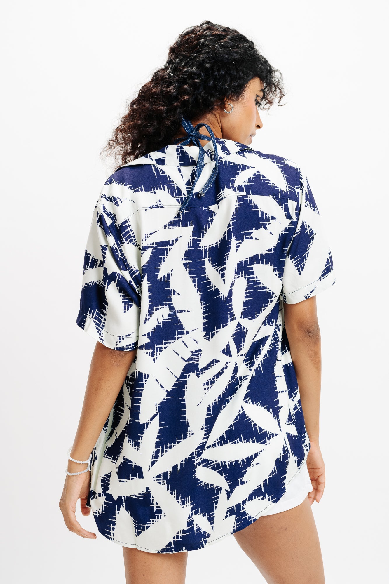 White Floral Print Viscose Shirt