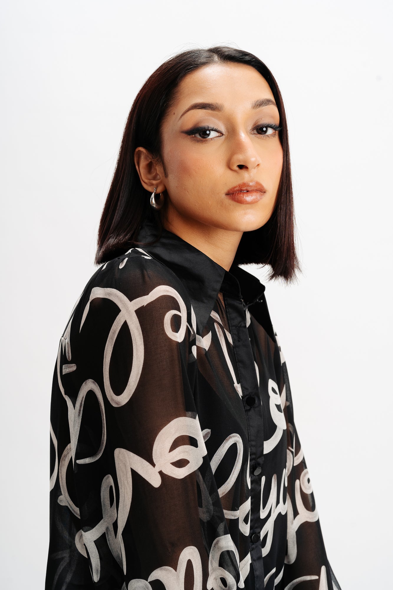 Scribble Black Sheer Shirt