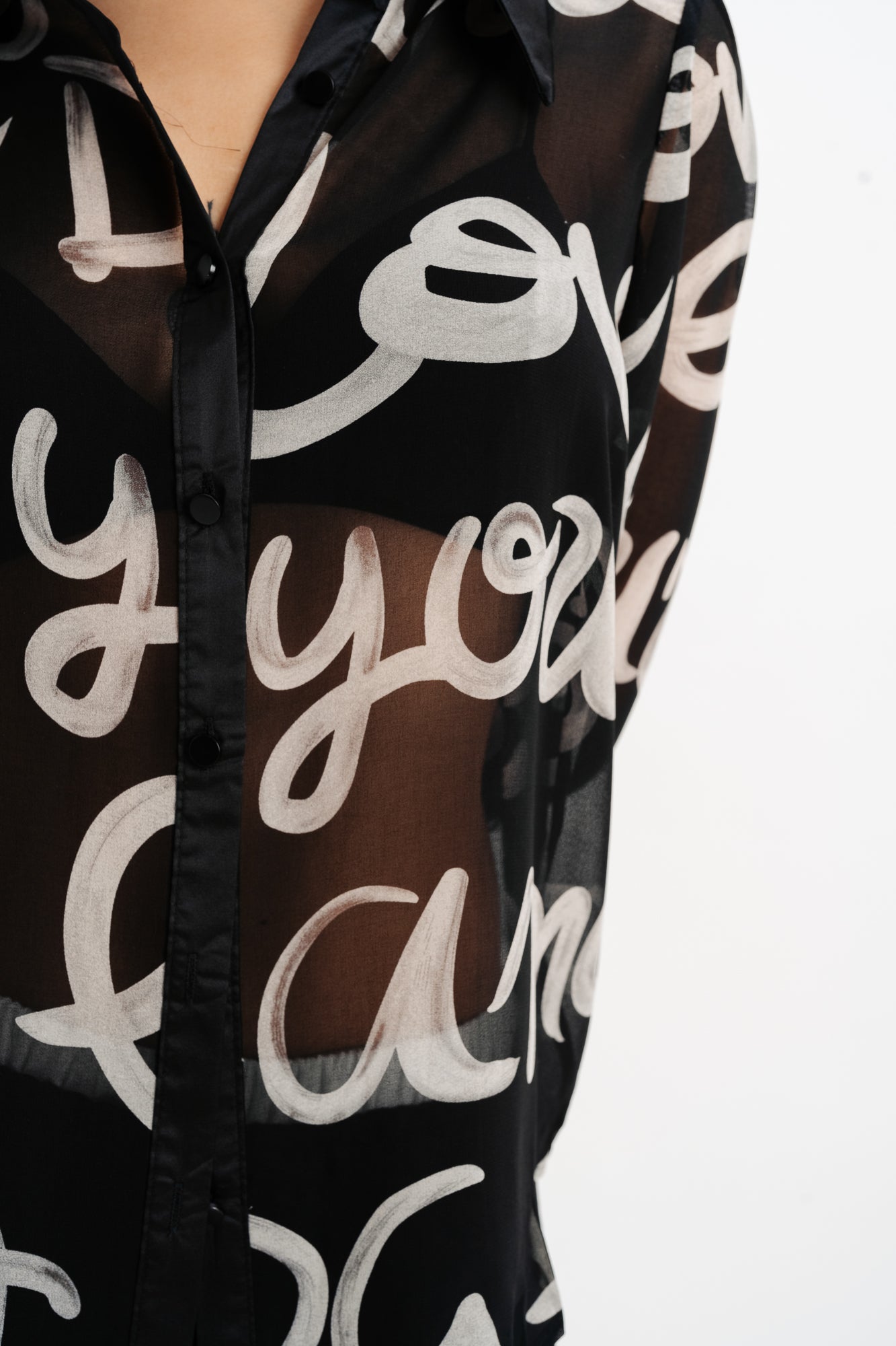 Scribble Black Sheer Shirt