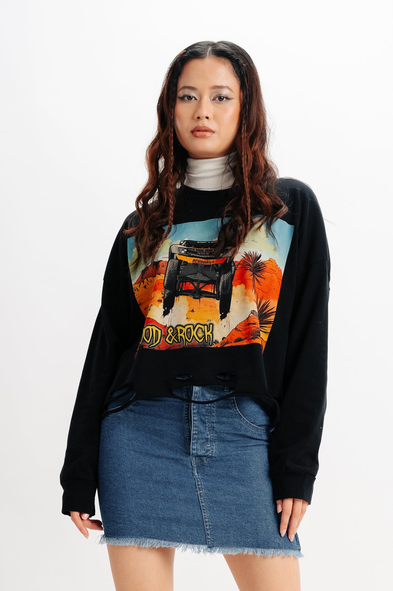 BLACK FULL SLEEVES CROP SHIRT