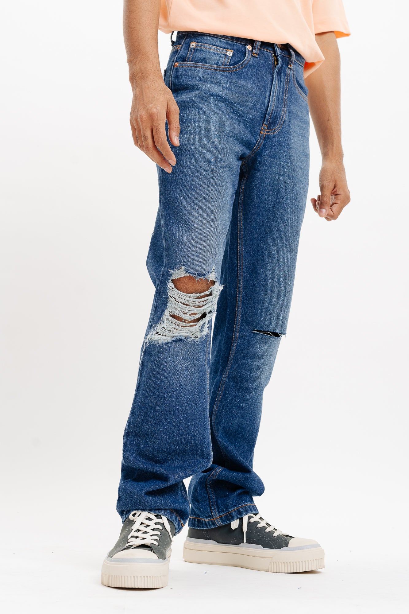 Men ripped Straight Jeans