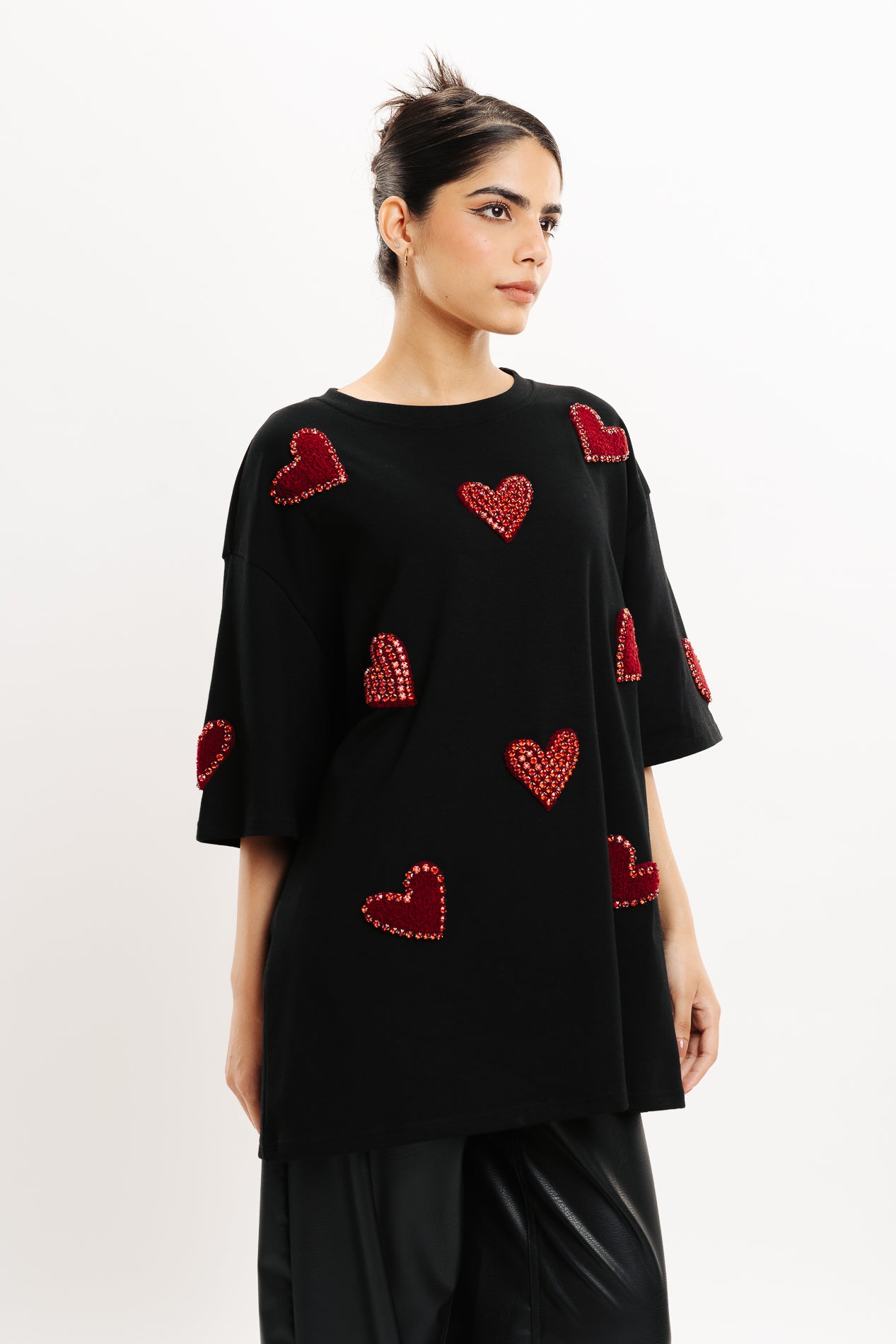 Heart Eyes For You Black Oversized Tee