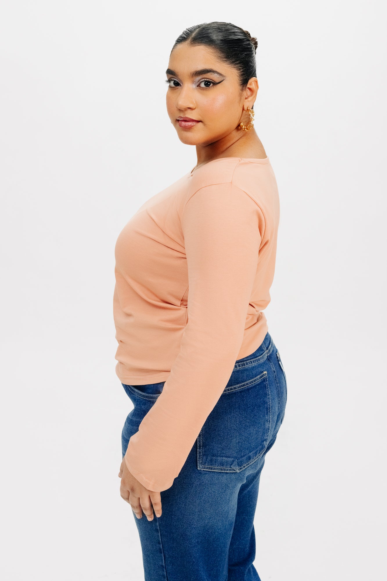 PEACH FULL SLEEVE TOP