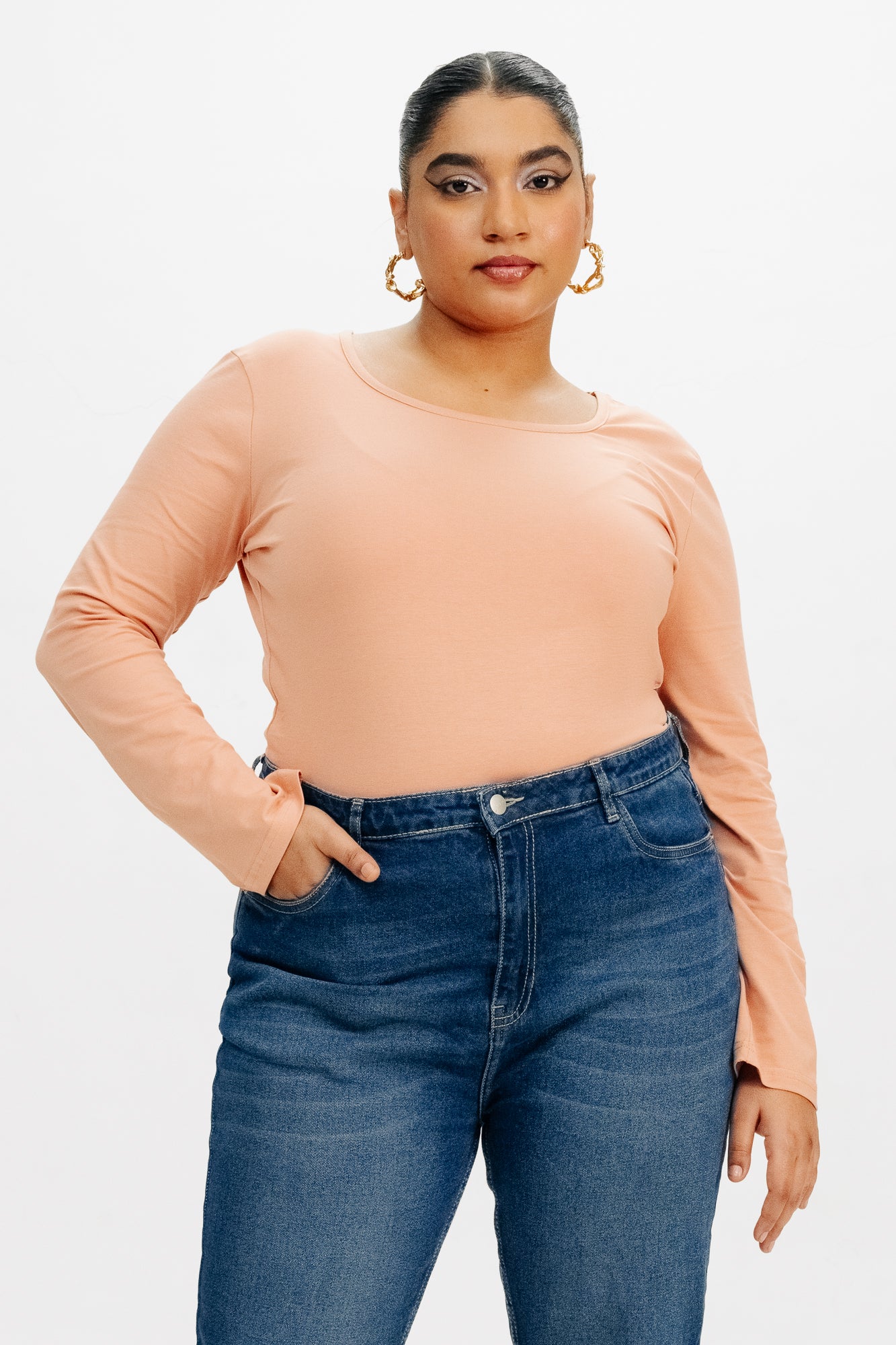 PEACH FULL SLEEVE TOP