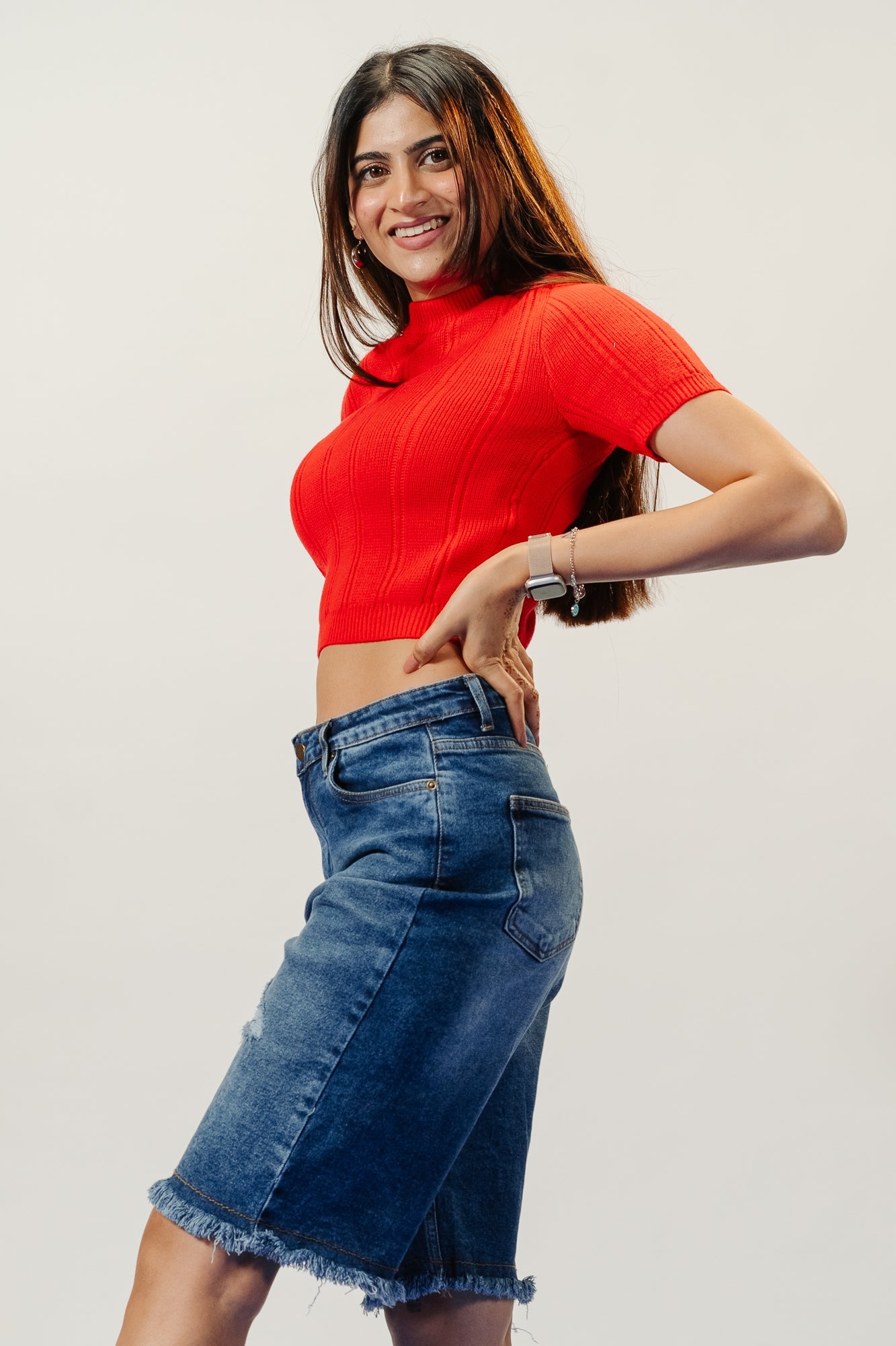 Indigo Stretch Bermuda Shorts