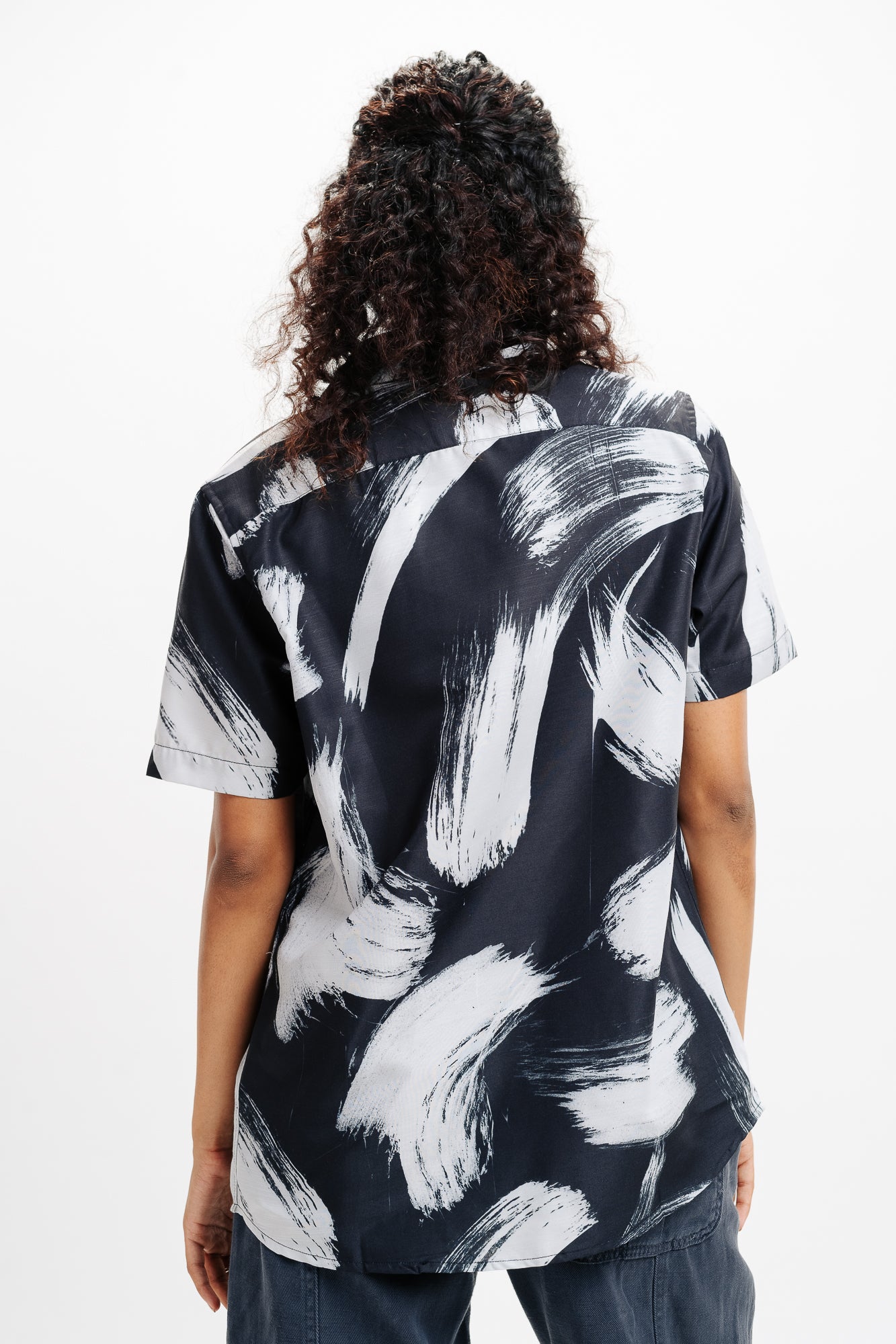 Brush Stroke Printed Viscose Shirt