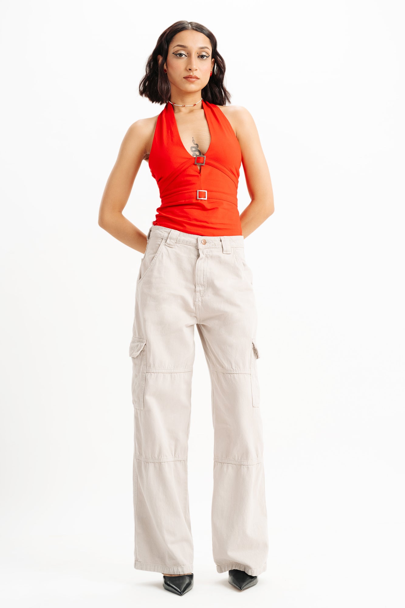 Bisque Women's Wide Cargo Jeans