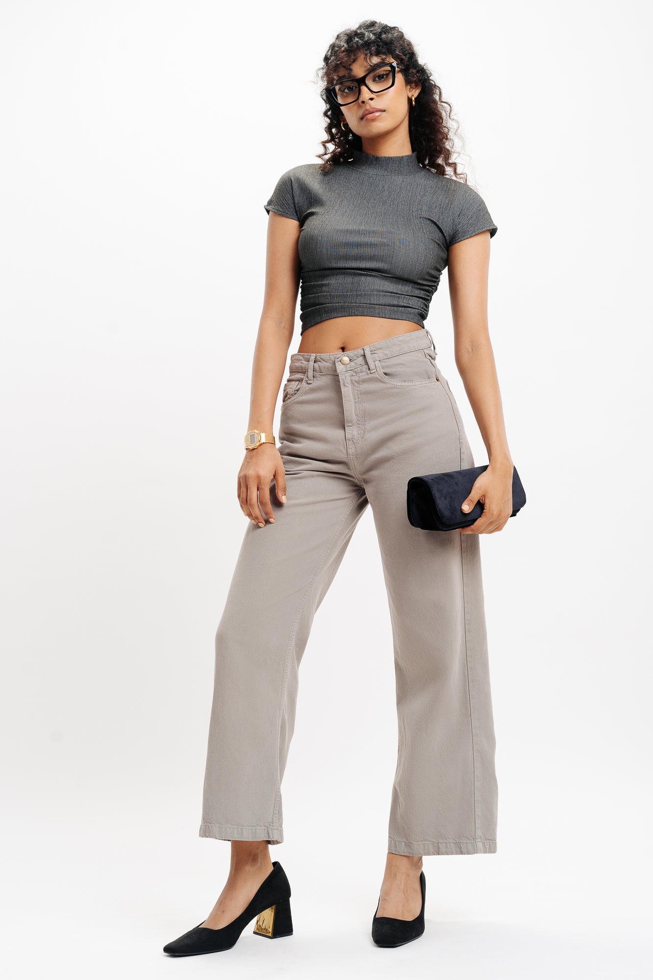 Grey Women's Wide Jeans