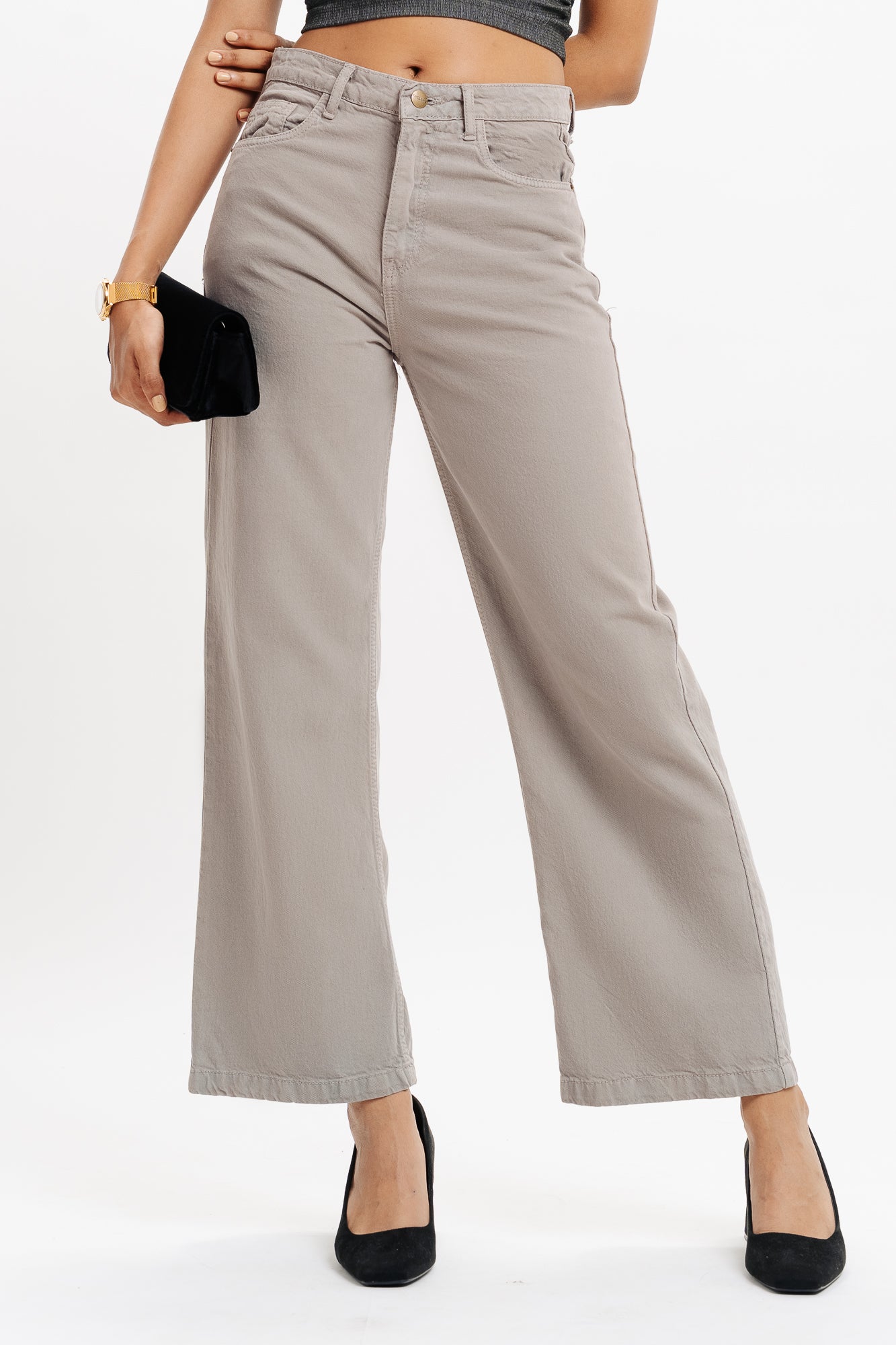 Grey Women's Wide Jeans