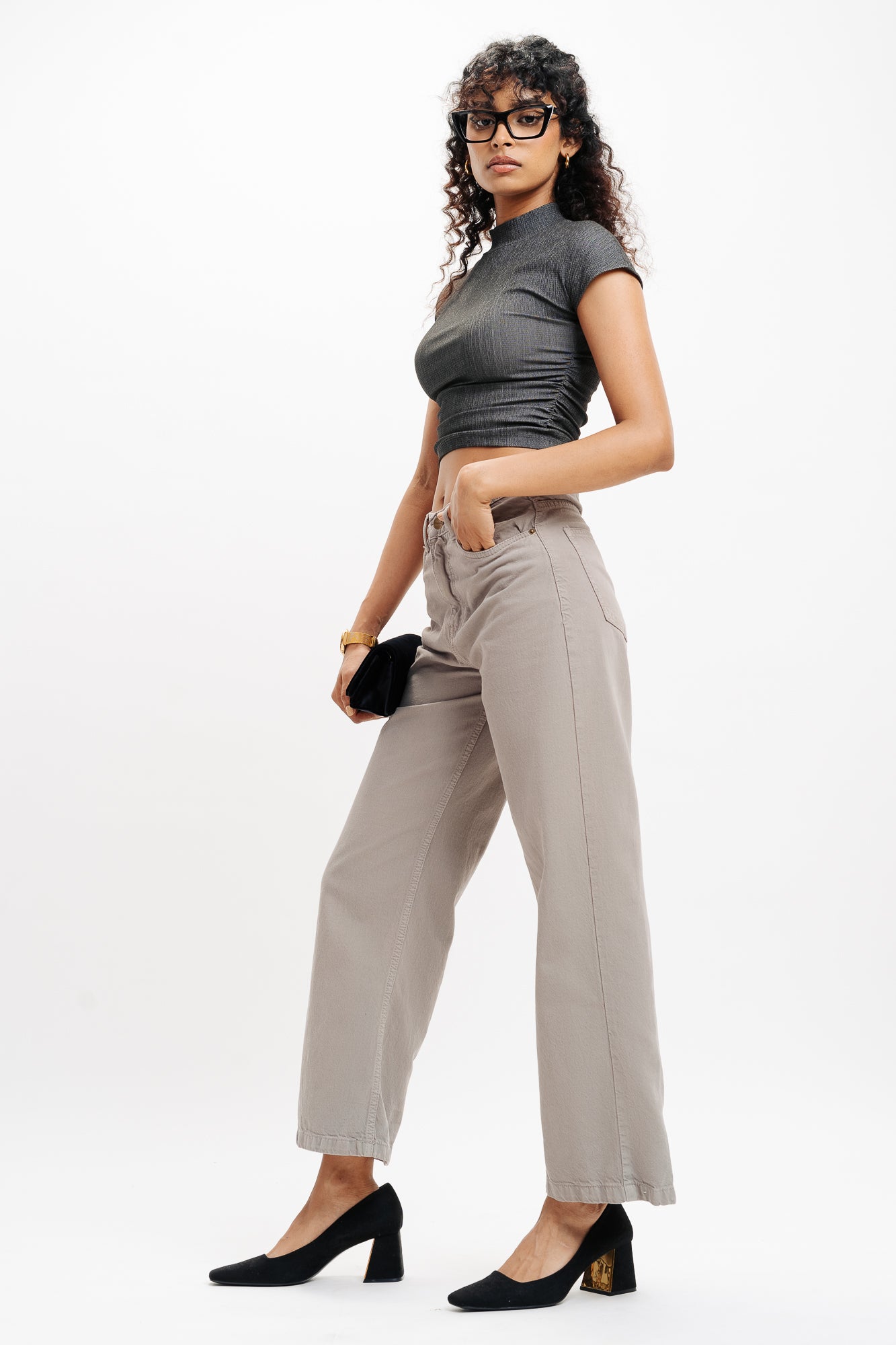 Grey Women's Wide Jeans