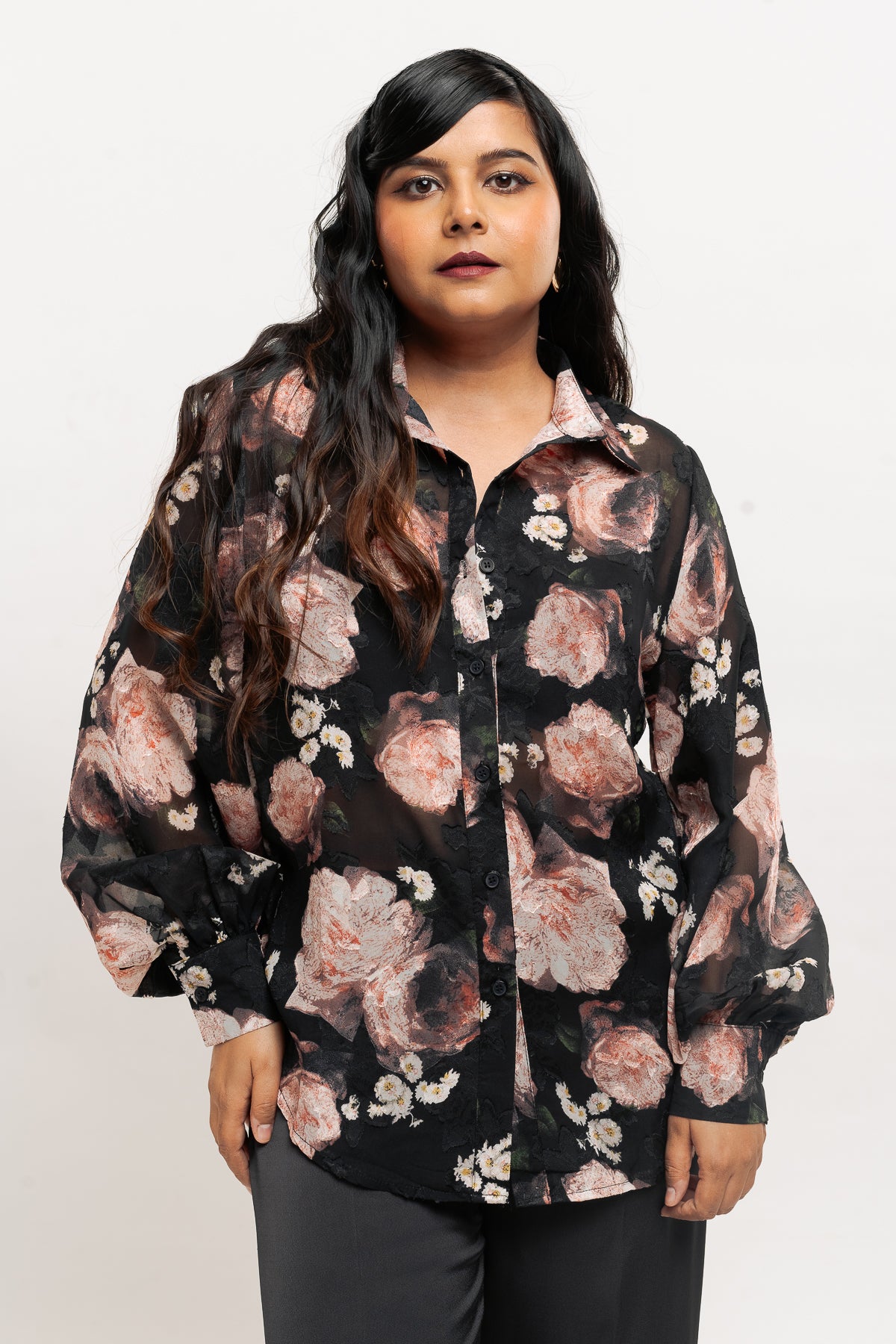 Sheer Lacy Floral Shirt