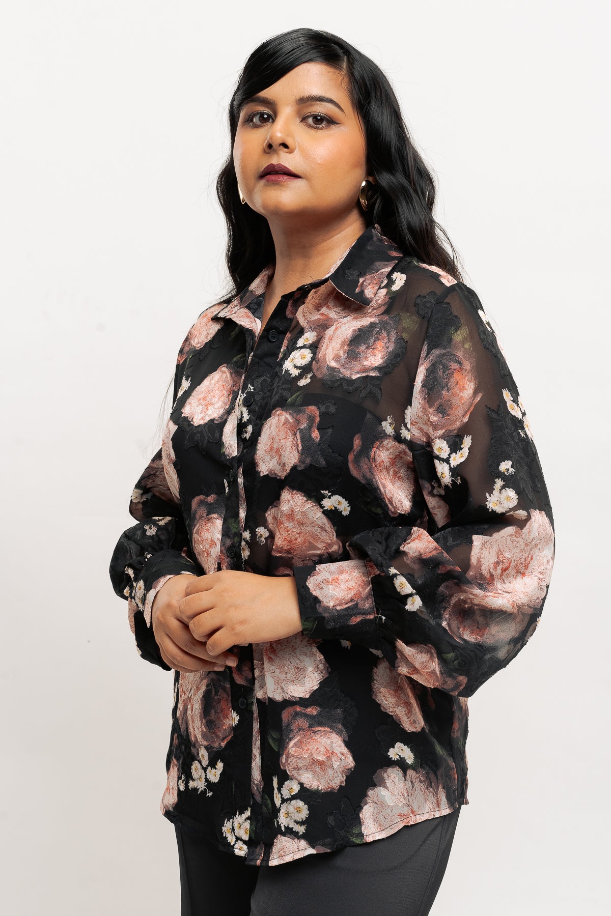 Sheer Lacy Floral Shirt