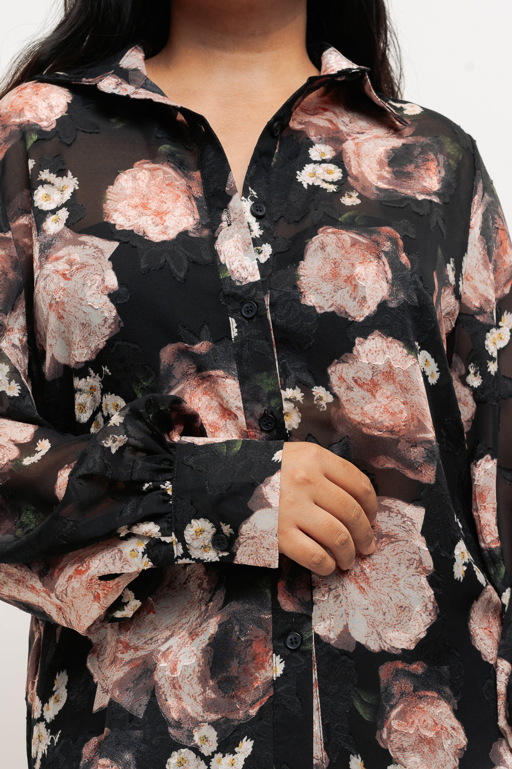 Sheer Lacy Floral Shirt