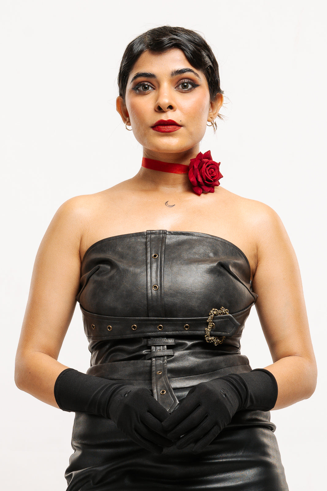FITTED LEATHER CORSET WITH BELT