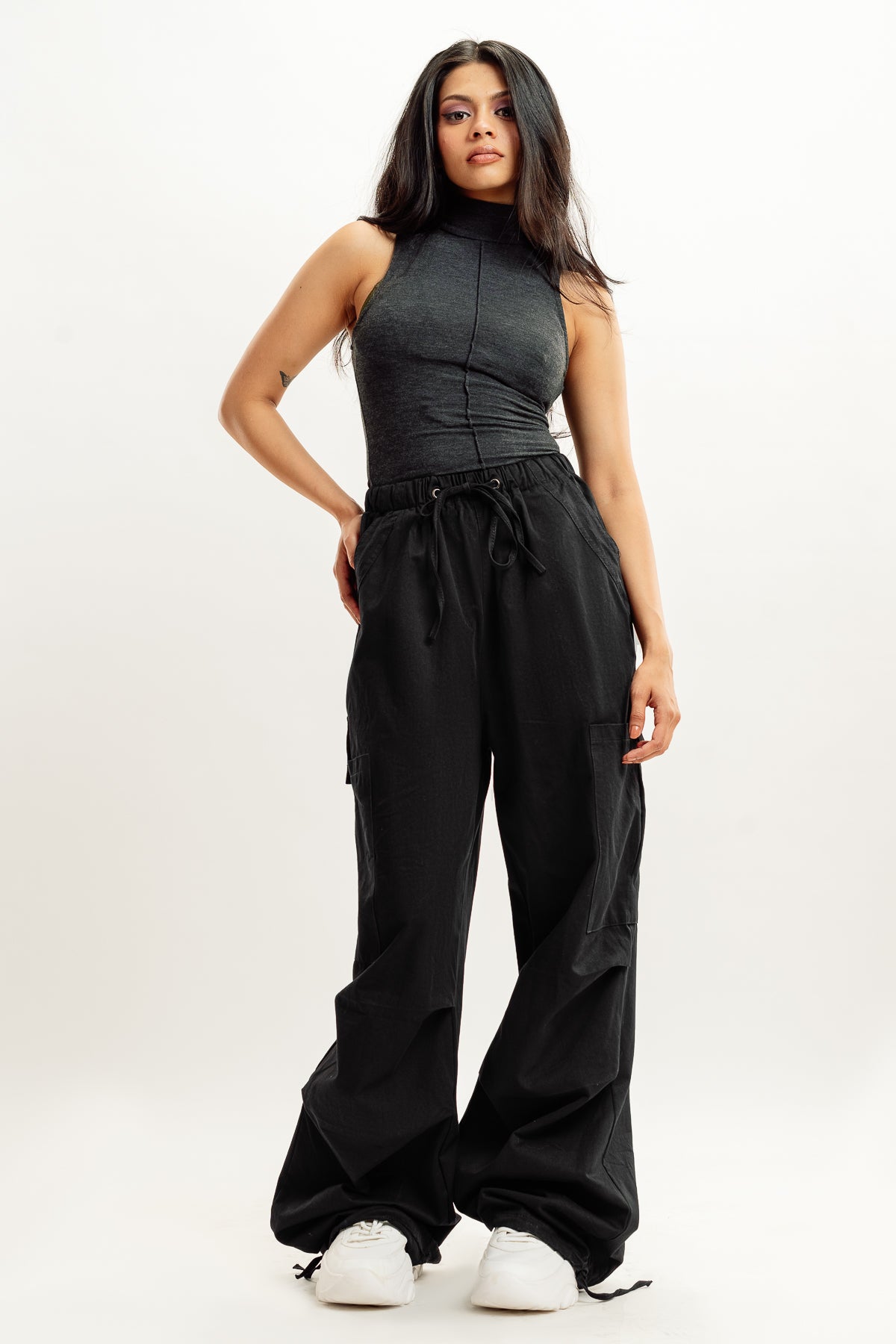 Stone Black Parachute Pant