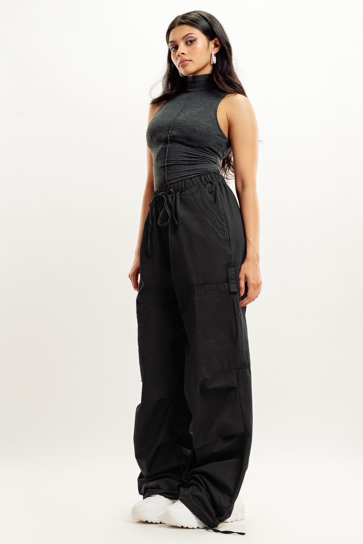 Stone Black Parachute Pant