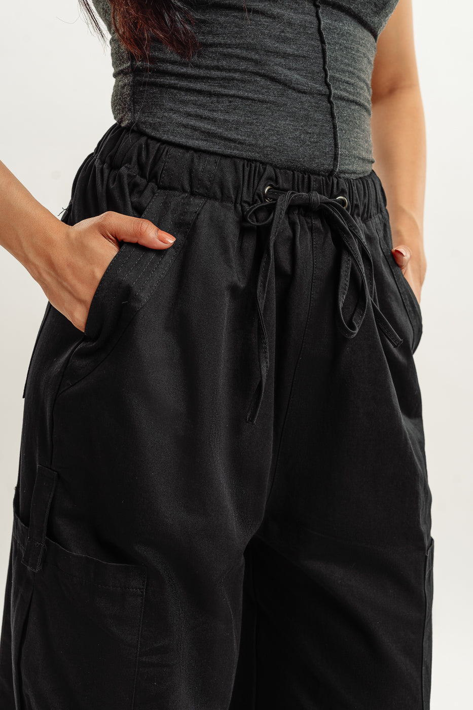Stone Black Parachute Pant