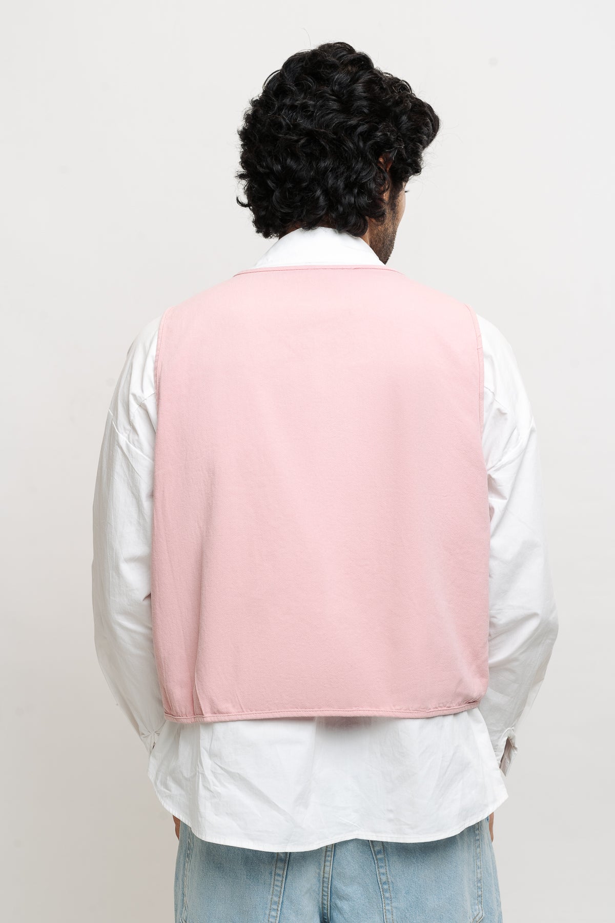 Men's Pink Vested Shirt With Tie