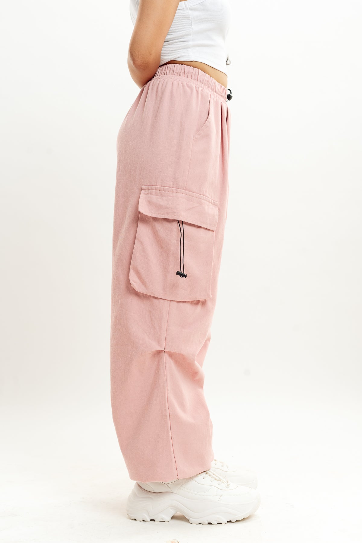 Pink Drawstring Cargo Pant