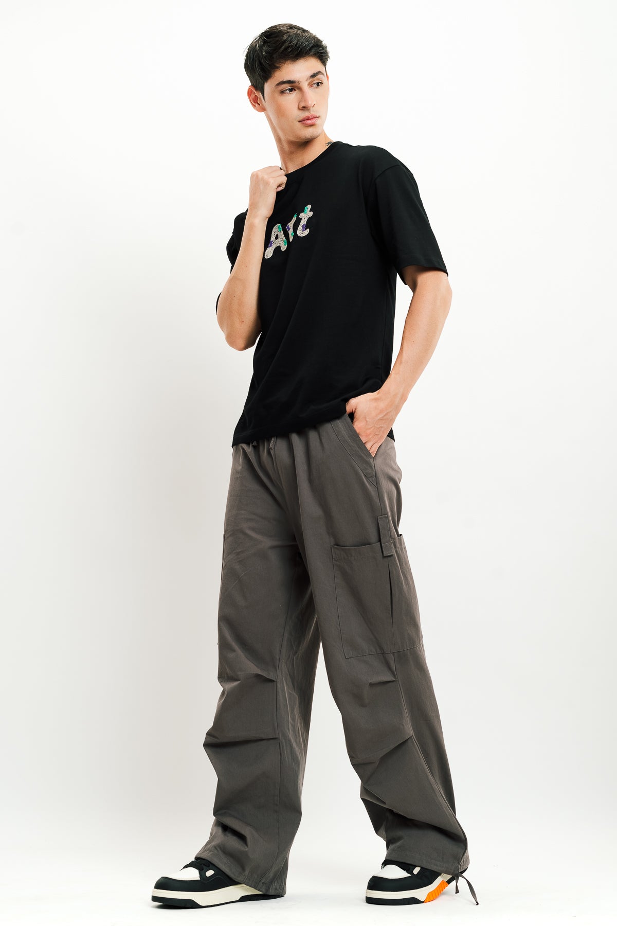 Men's Grey Drawstring Cargo Pant