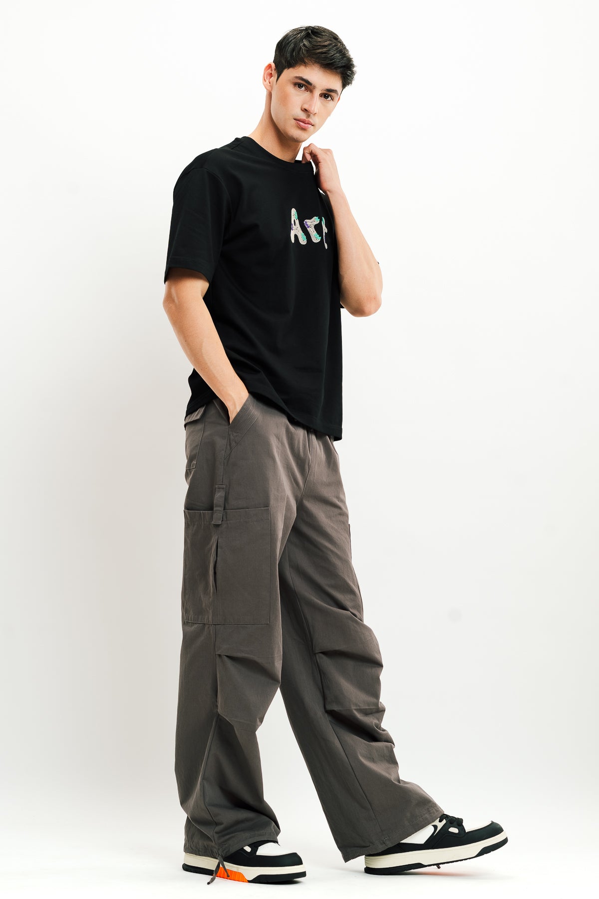 Men's Grey Drawstring Cargo Pant