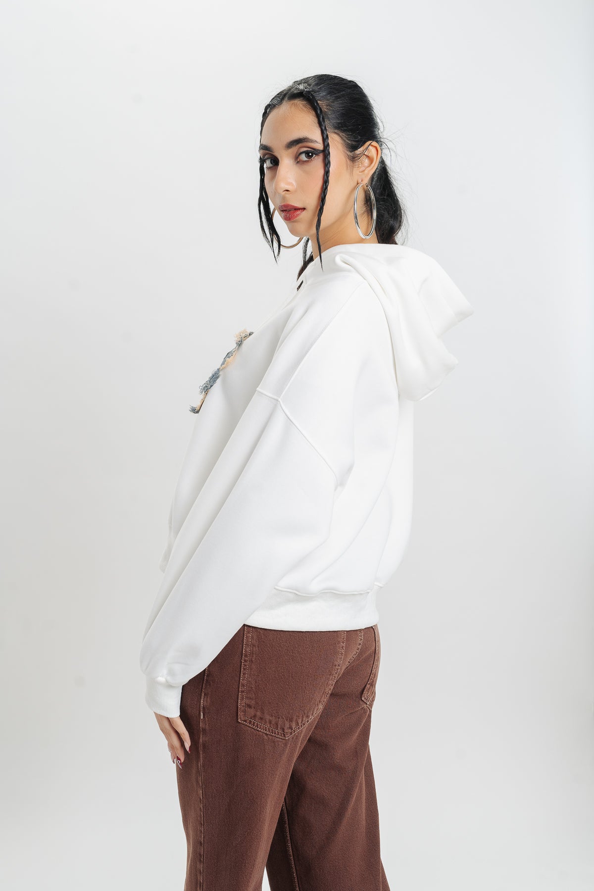 I Don'T Care White Hoodie