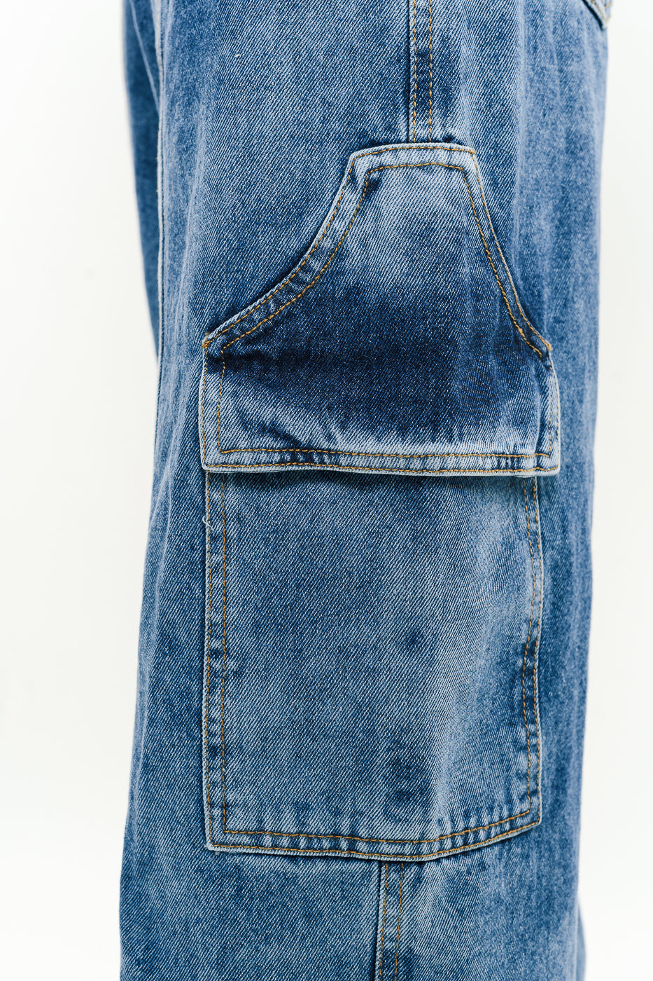 Blue Flap Pocket Men's Straight Cargo Jeans