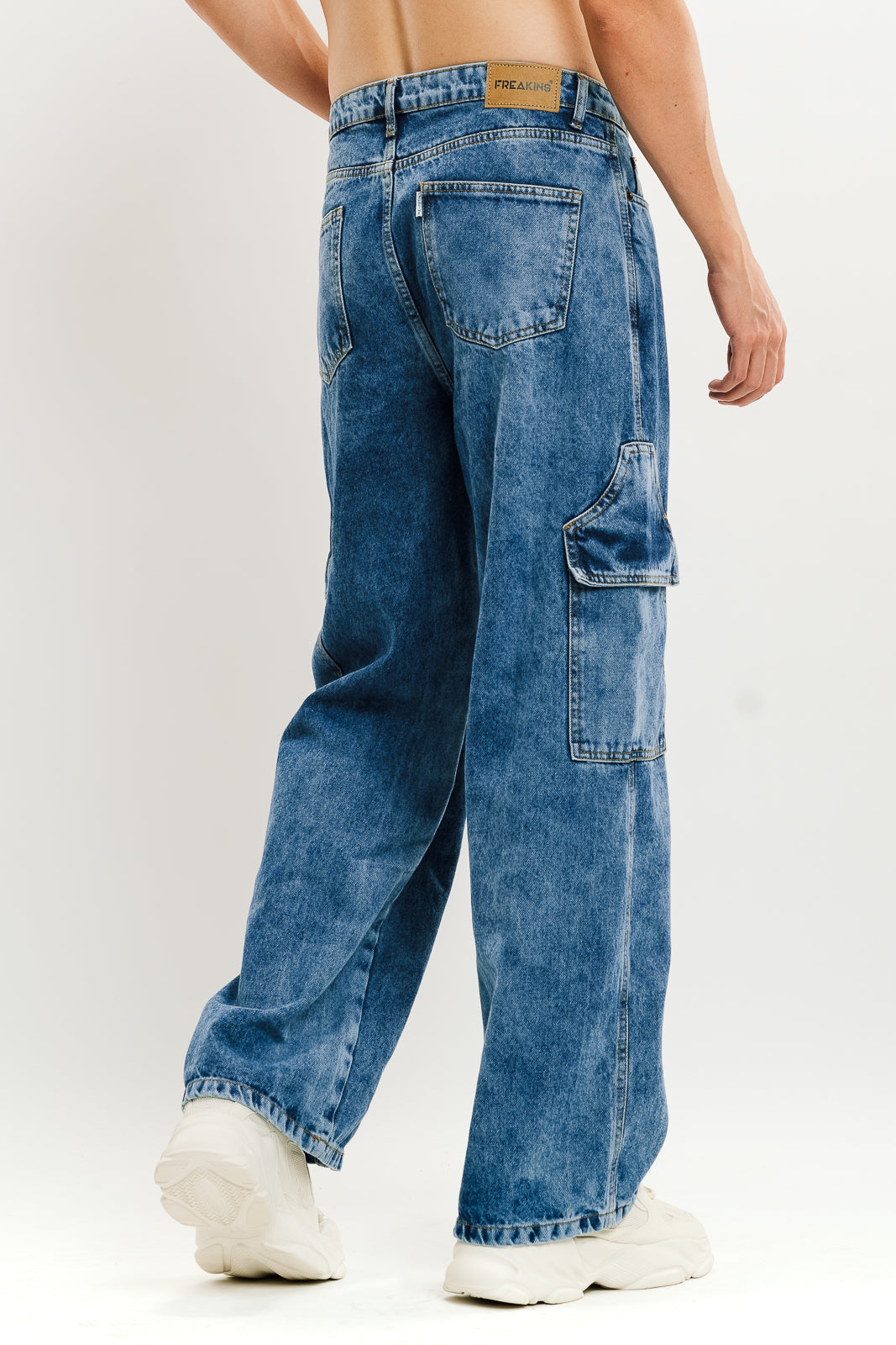 Blue Flap Pocket Men's Straight Cargo Jeans