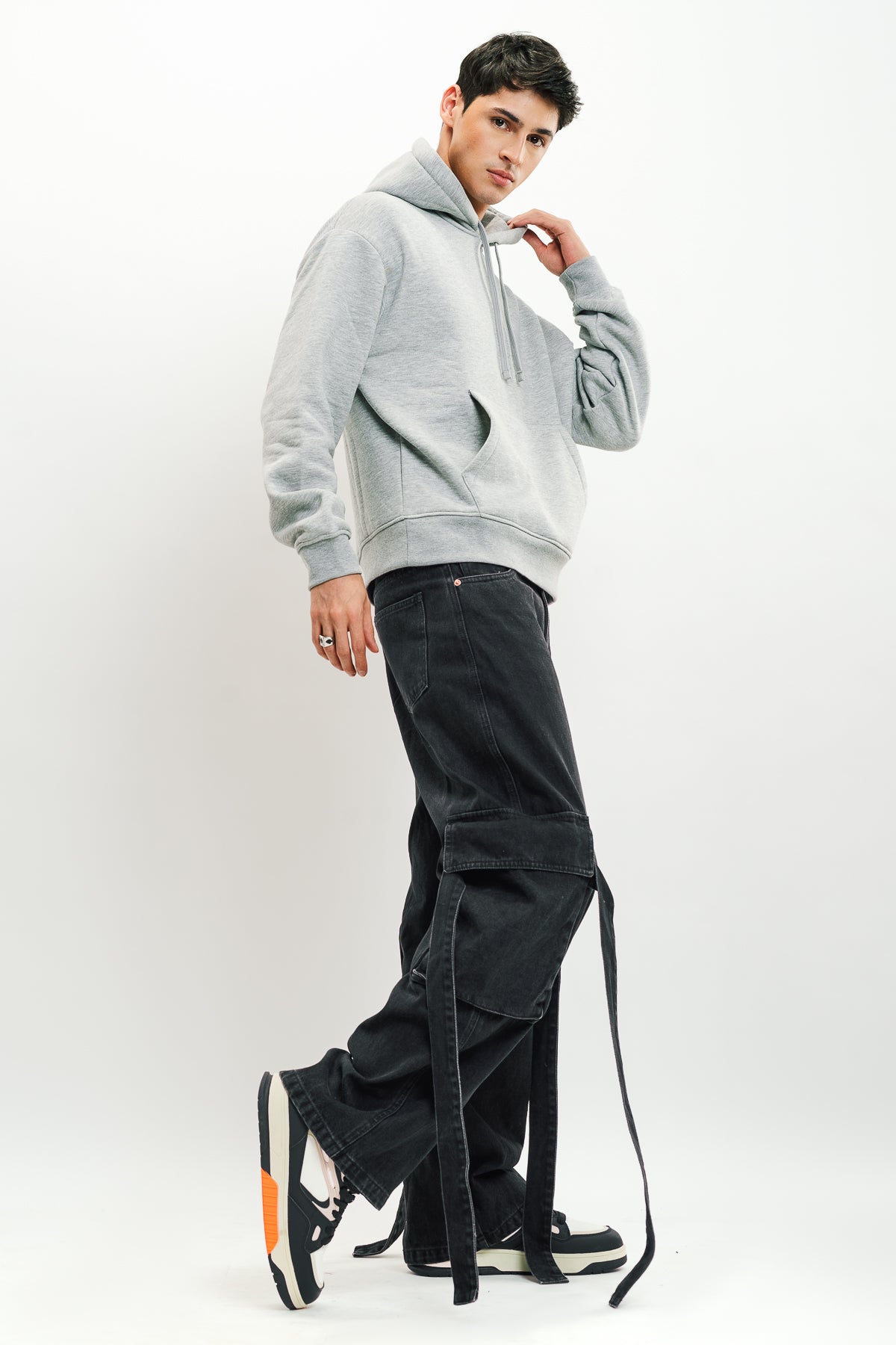 Black Men's Baggy Cargo Jeans