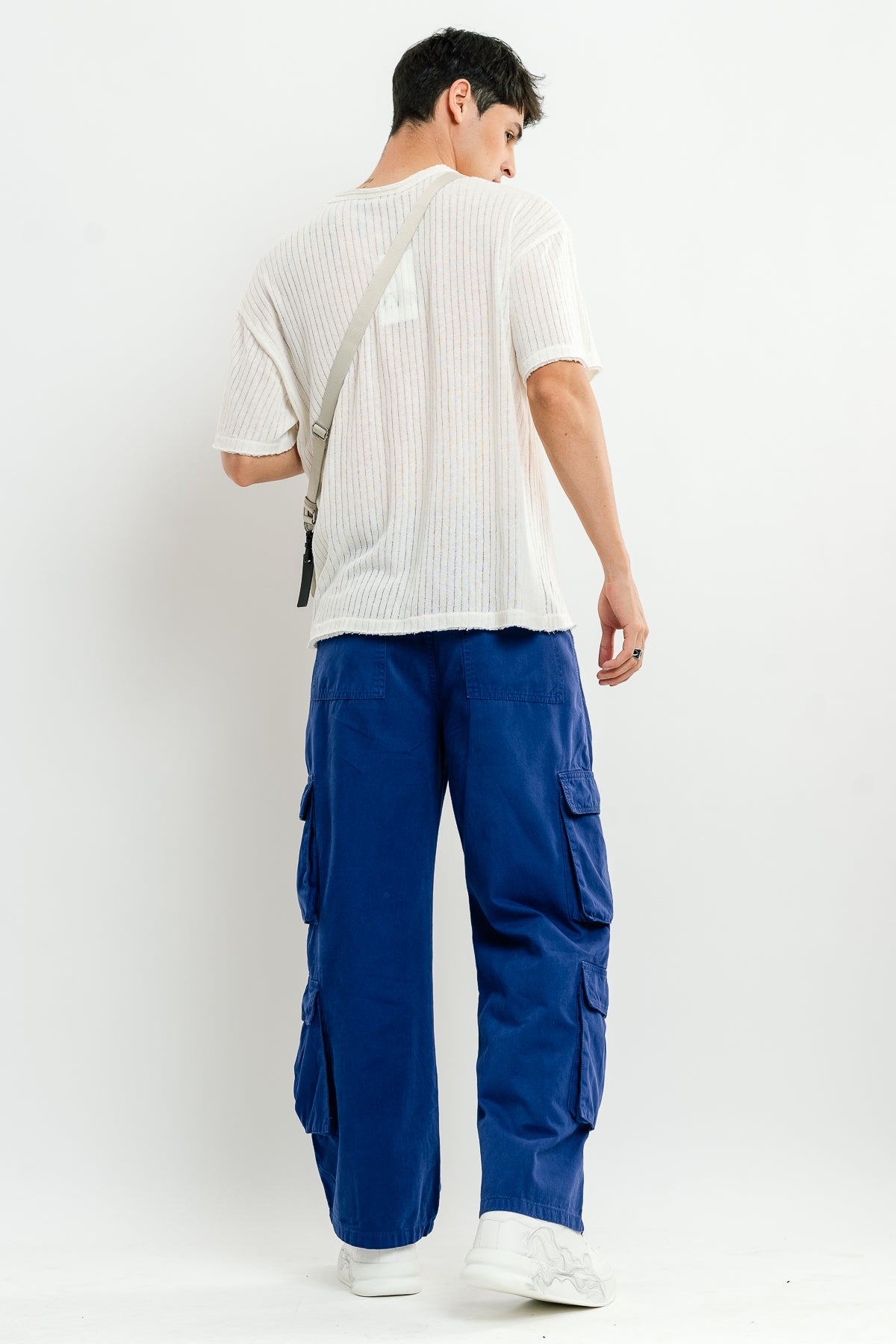 Bright Blue Men's Baggy Straight Cargo Pants