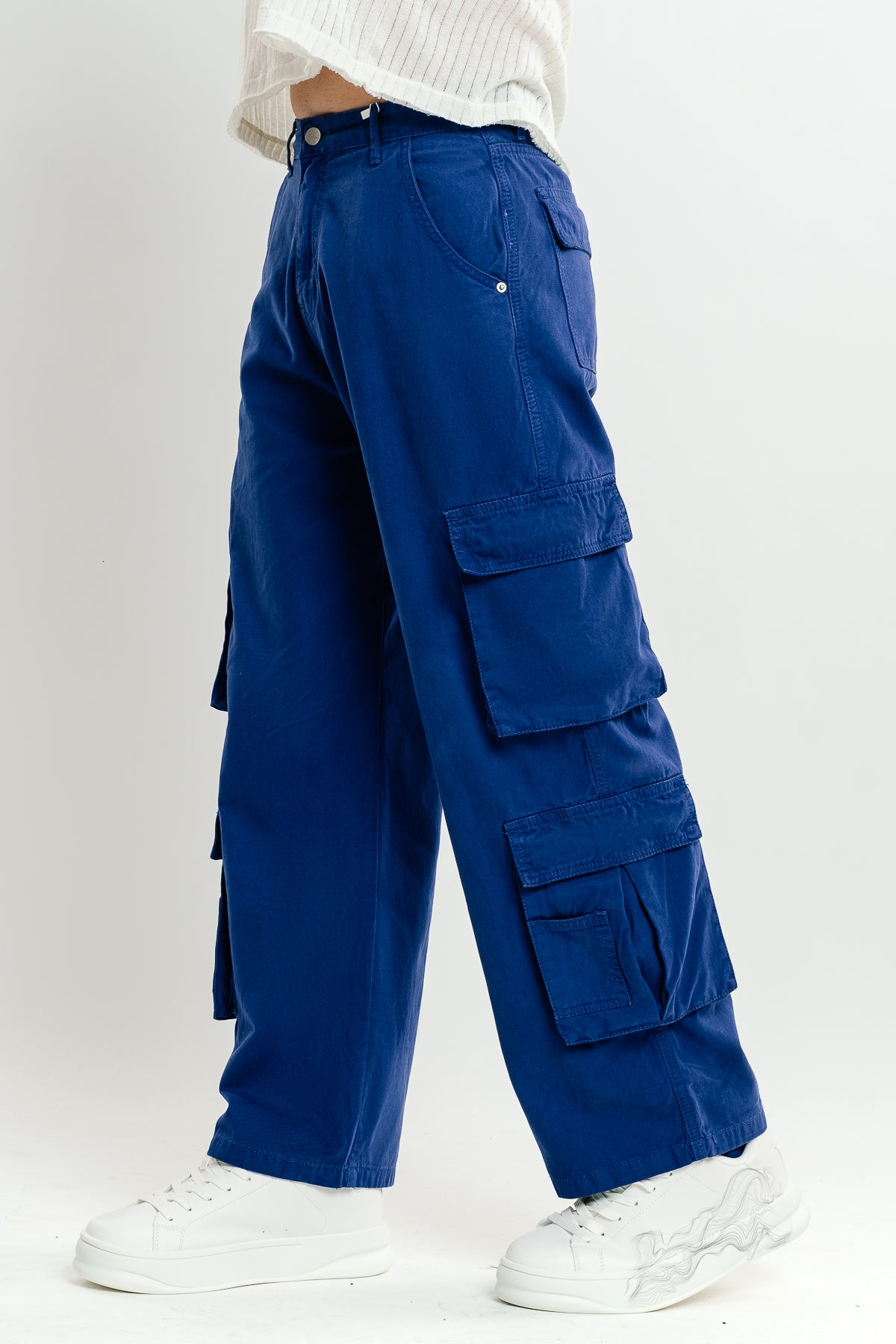 Bright Blue Men's Baggy Straight Cargo Pants