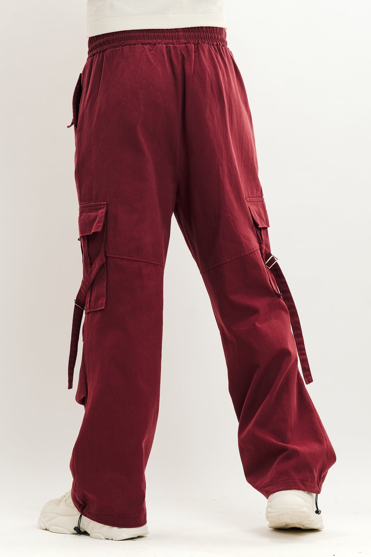Men's Burgundy Street Style Cargo Pant