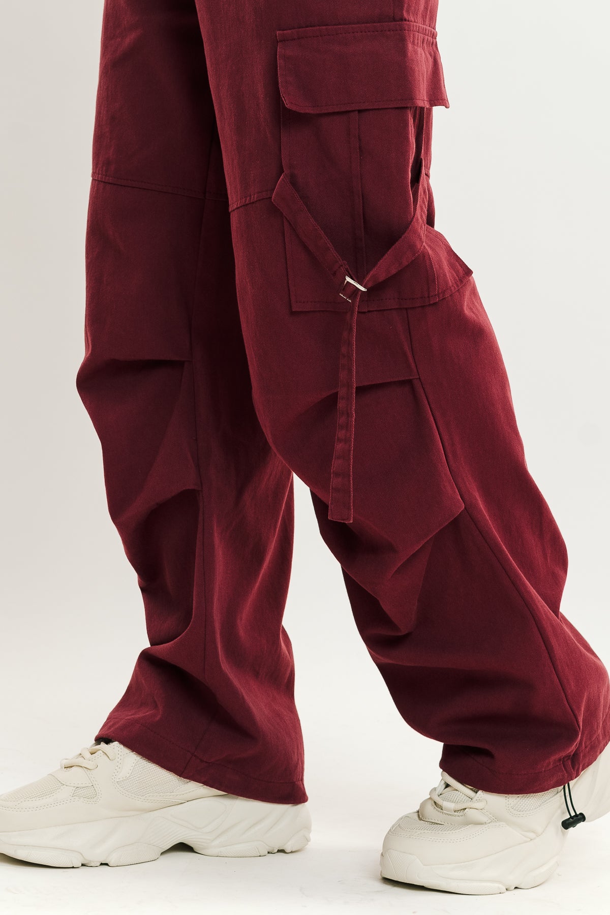 Men's Burgundy Street Style Cargo Pant