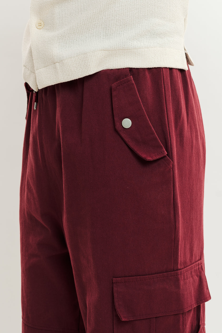 Men's Burgundy Street Style Cargo Pant