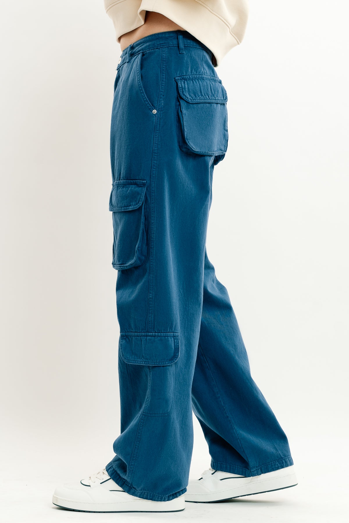 Blue Men's Straight Cargo Pants
