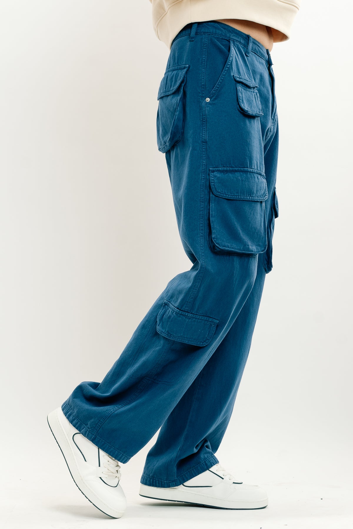Blue Men's Straight Cargo Pants