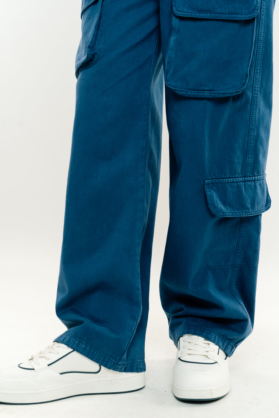 Blue Men's Straight Cargo Pants