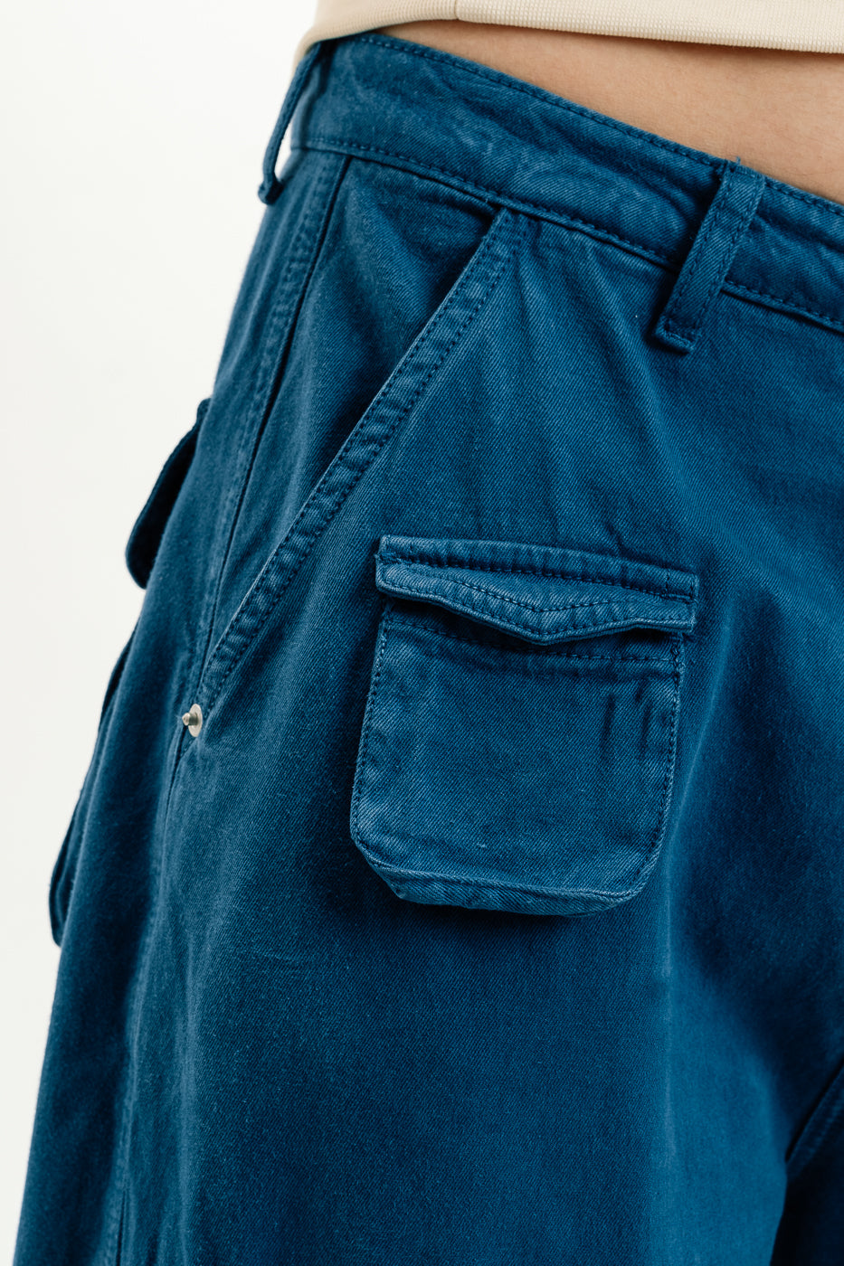 Blue Men's Straight Cargo Pants